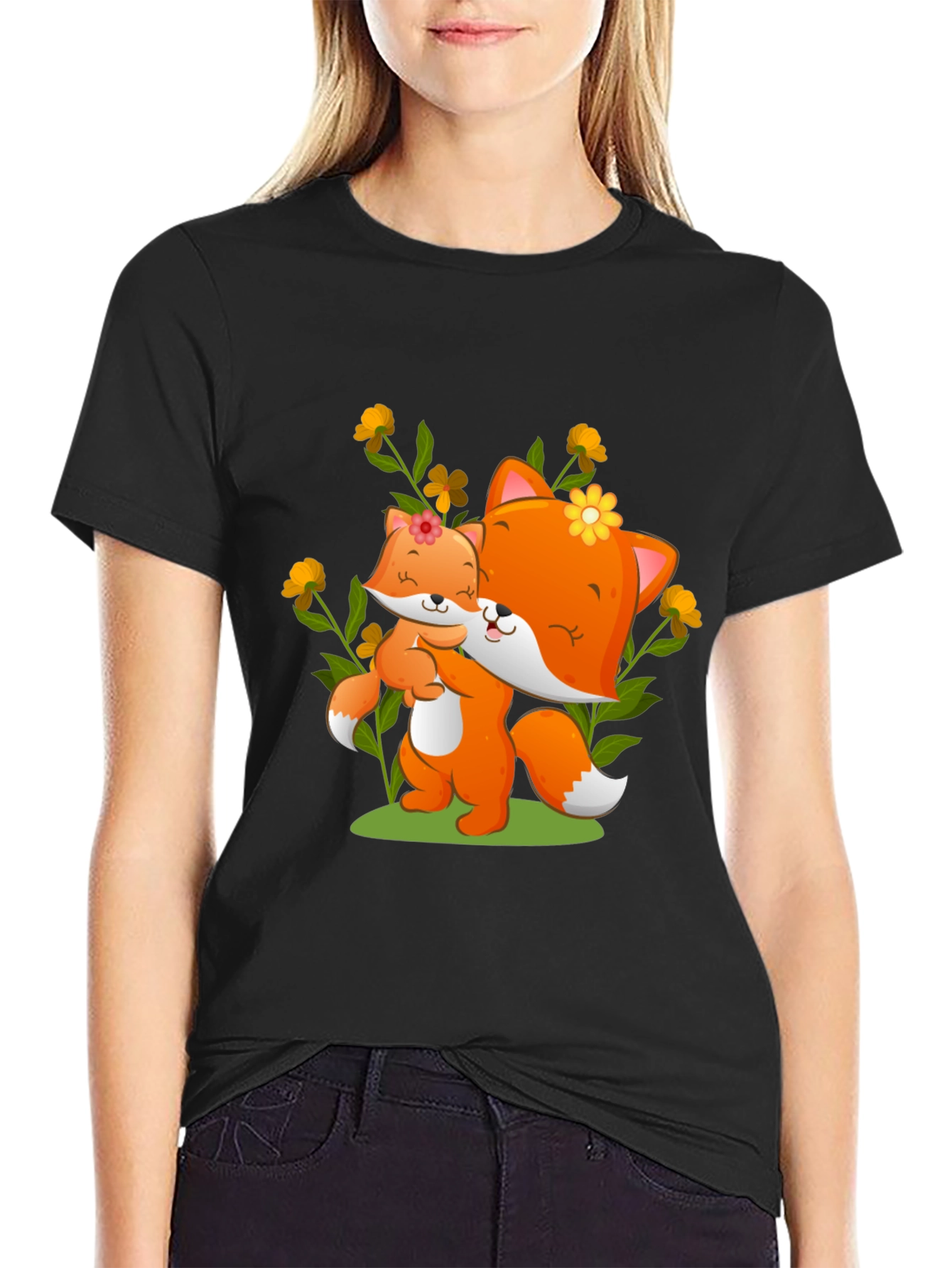Cute Fox & Cub Graphic Tee