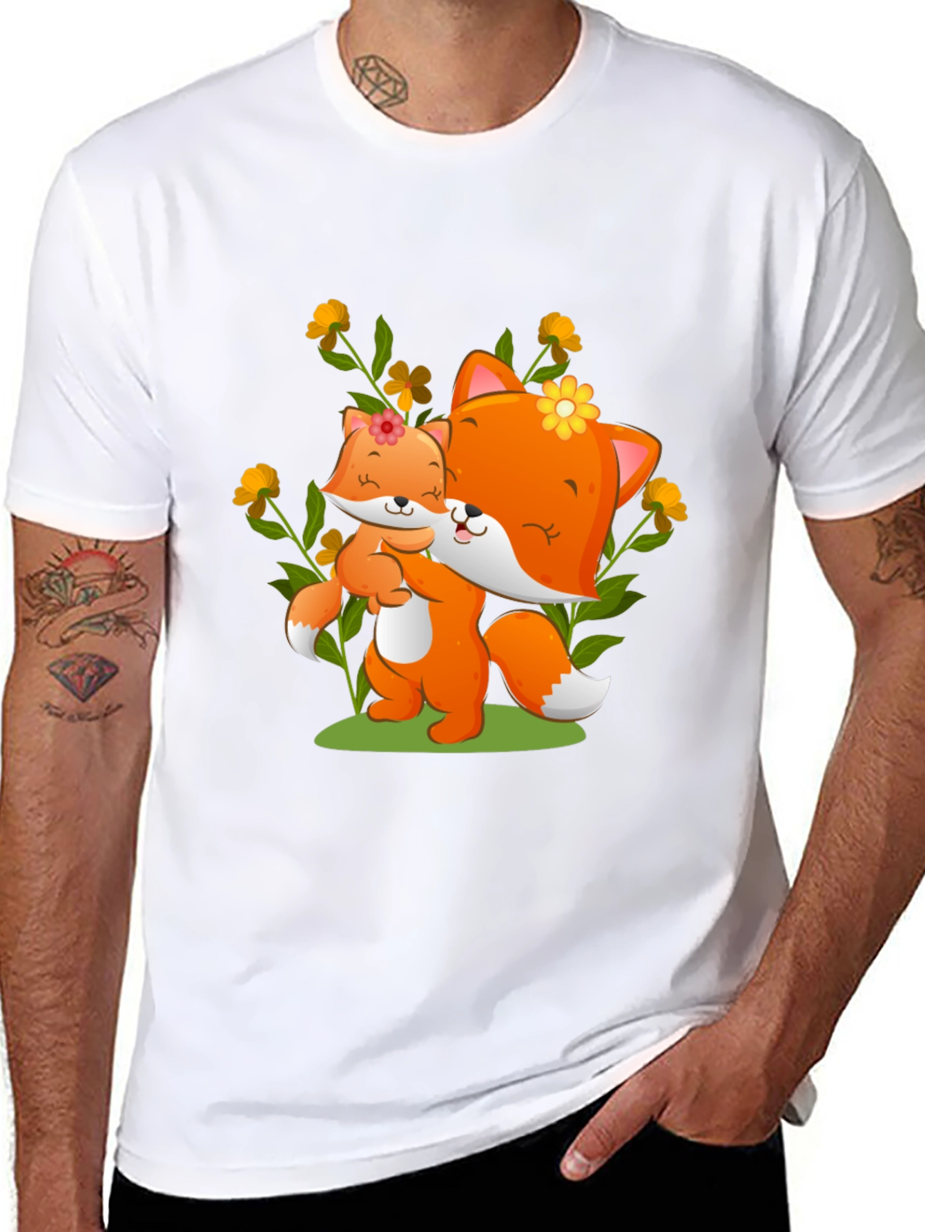 Cute Fox & Cub Graphic Tee