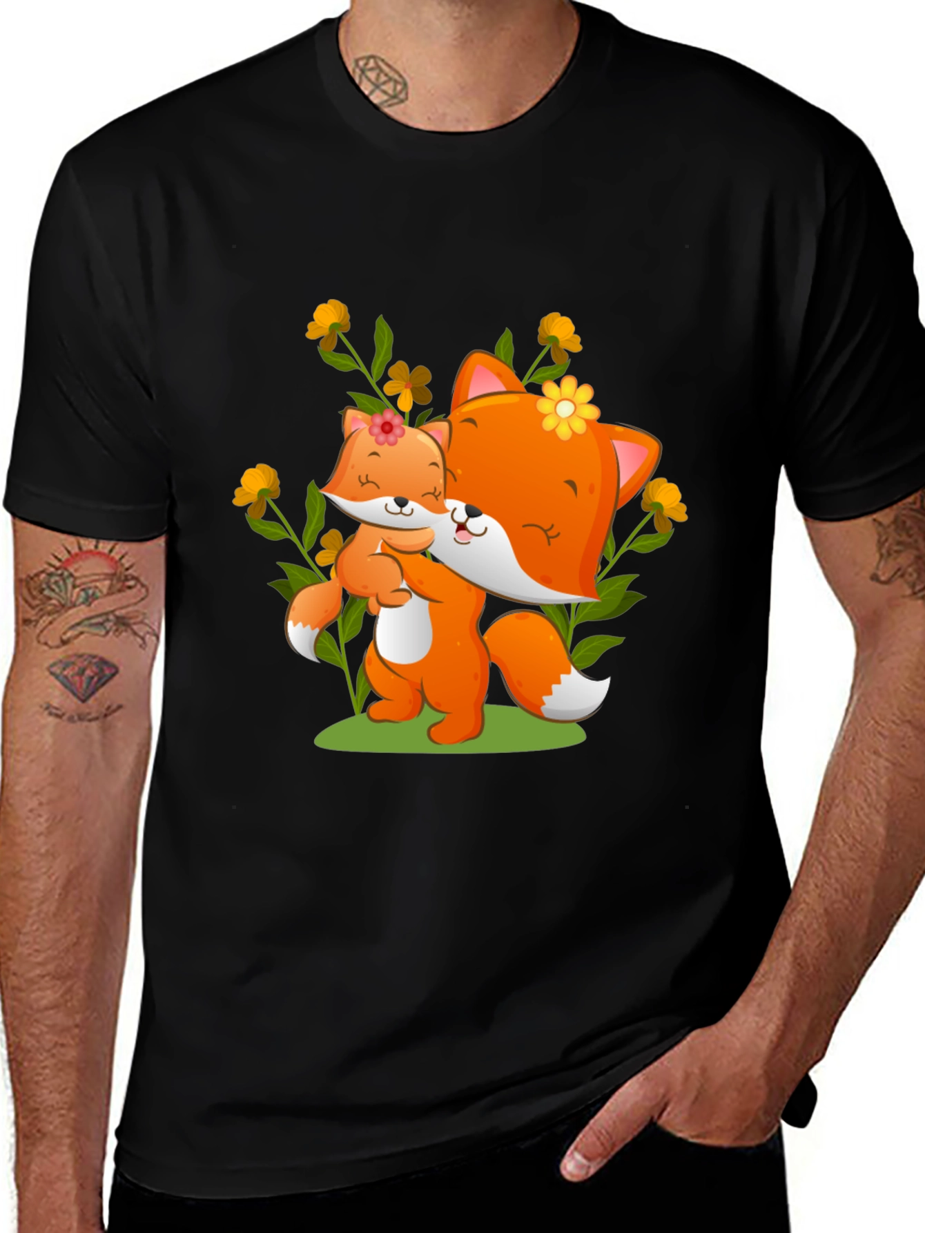 Cute Fox & Cub Graphic Tee
