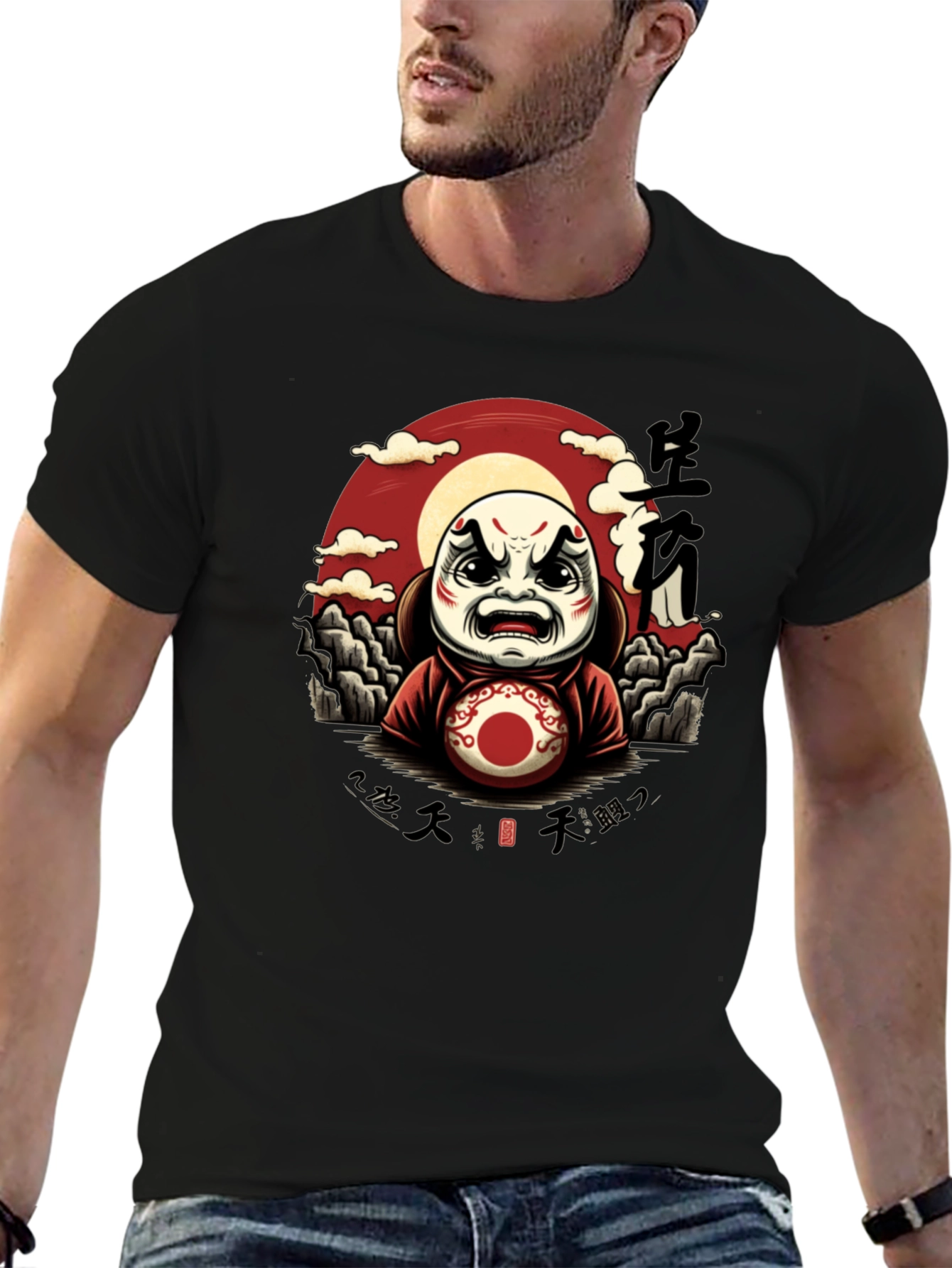 Japanese Daruma Doll Graphic T-Shirt - Unique Design
