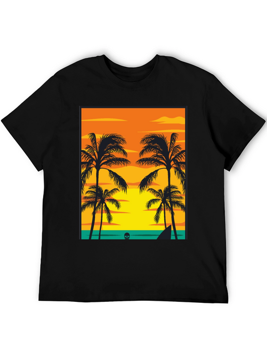 Tropical Sunset Palm Tree Graphic Tee