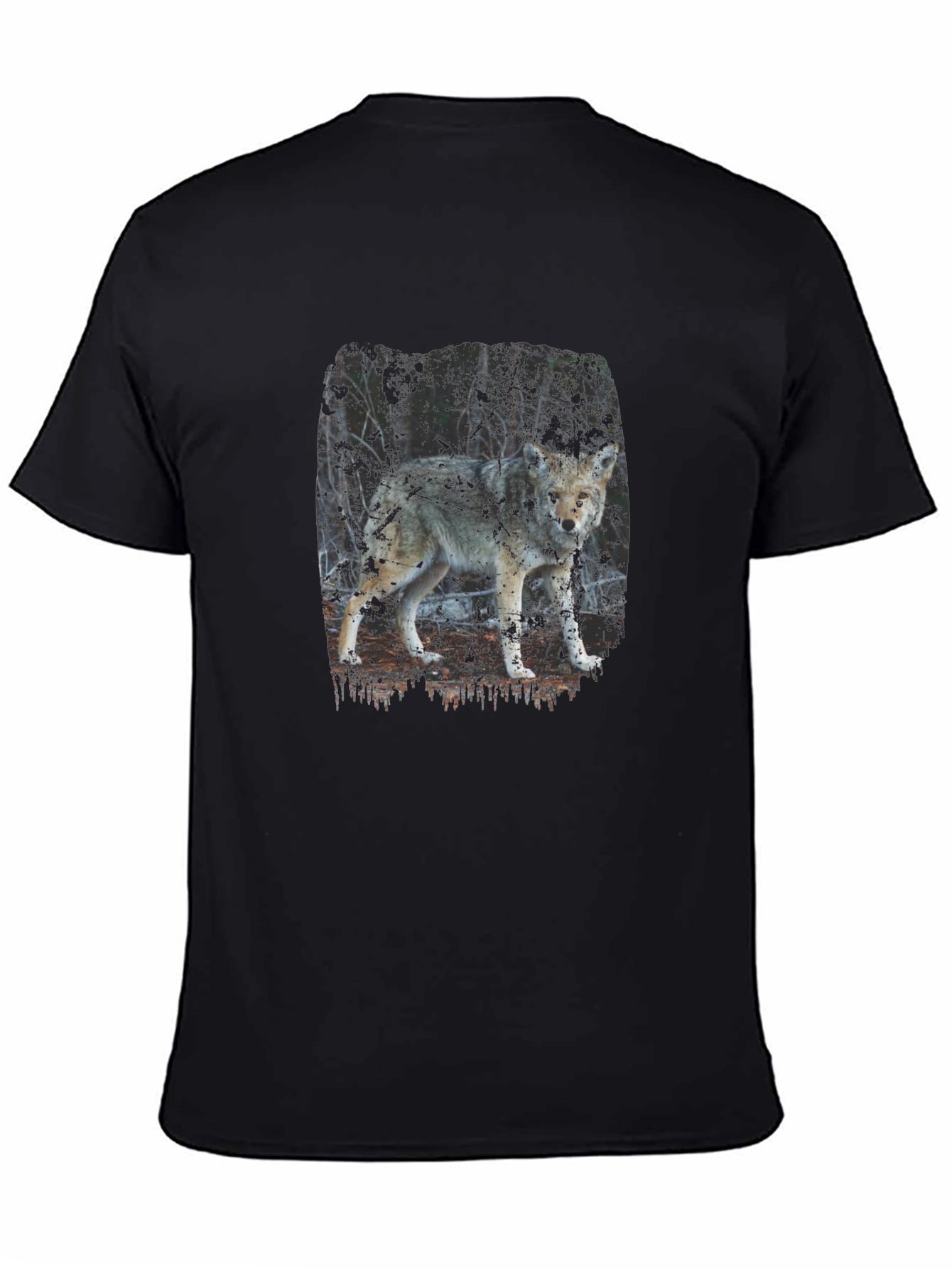 Wolf Print Black T-Shirt - Nature Inspired Graphic Tee