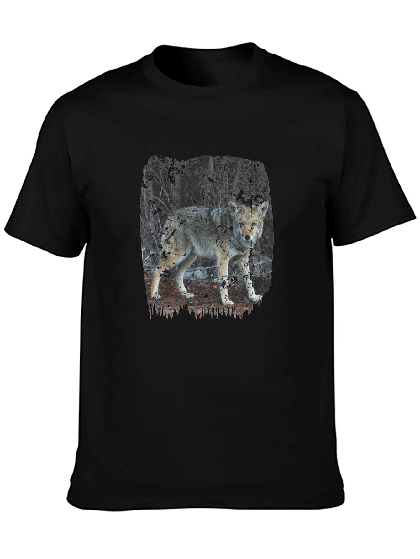 Wolf Print Black T-Shirt - Nature Inspired Graphic Tee