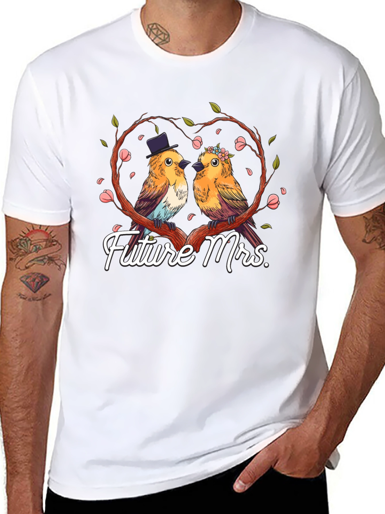 Future Mrs. T-Shirt Cute Bird Couple in Love
