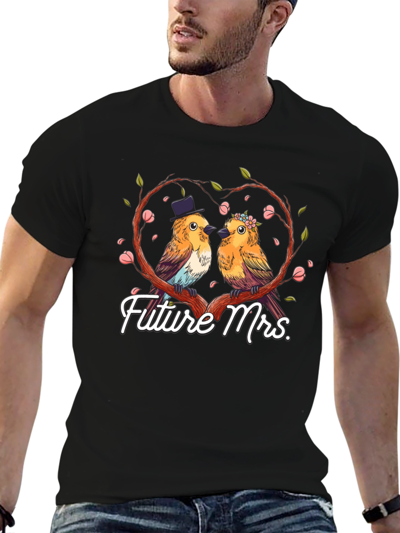 Future Mrs. T-Shirt Cute Bird Couple in Love
