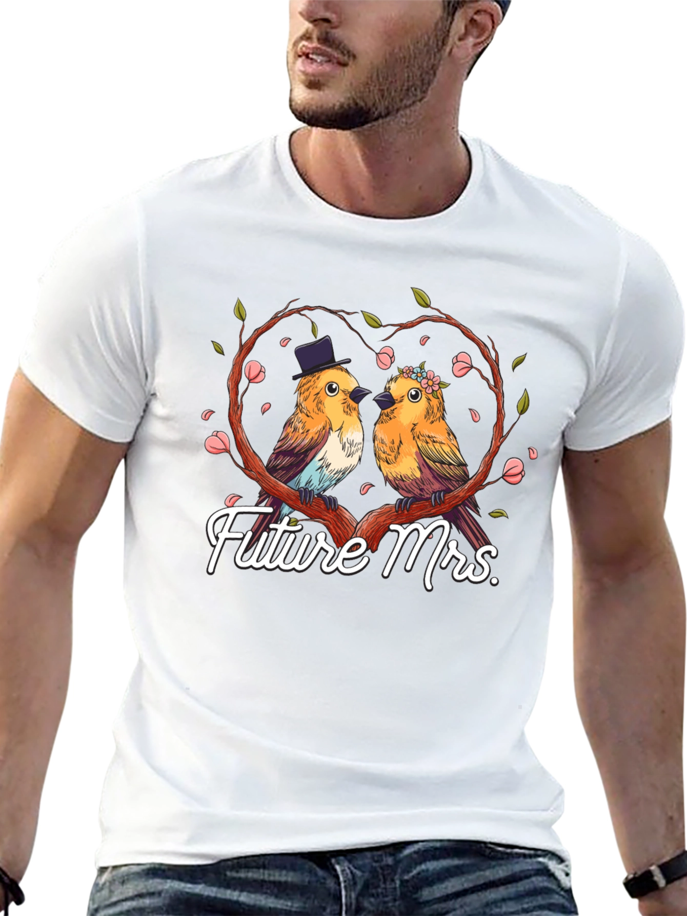 Future Mrs. T-Shirt Cute Bird Couple in Love