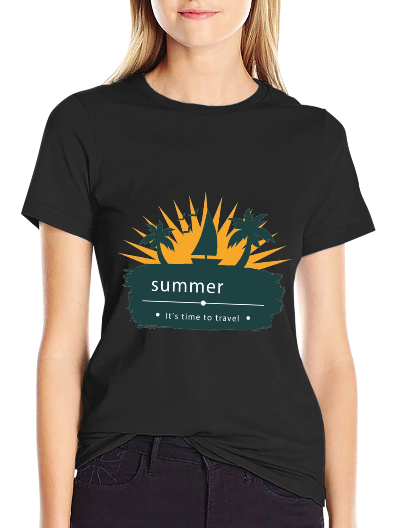 Summer Time Travel T-Shirt - Black