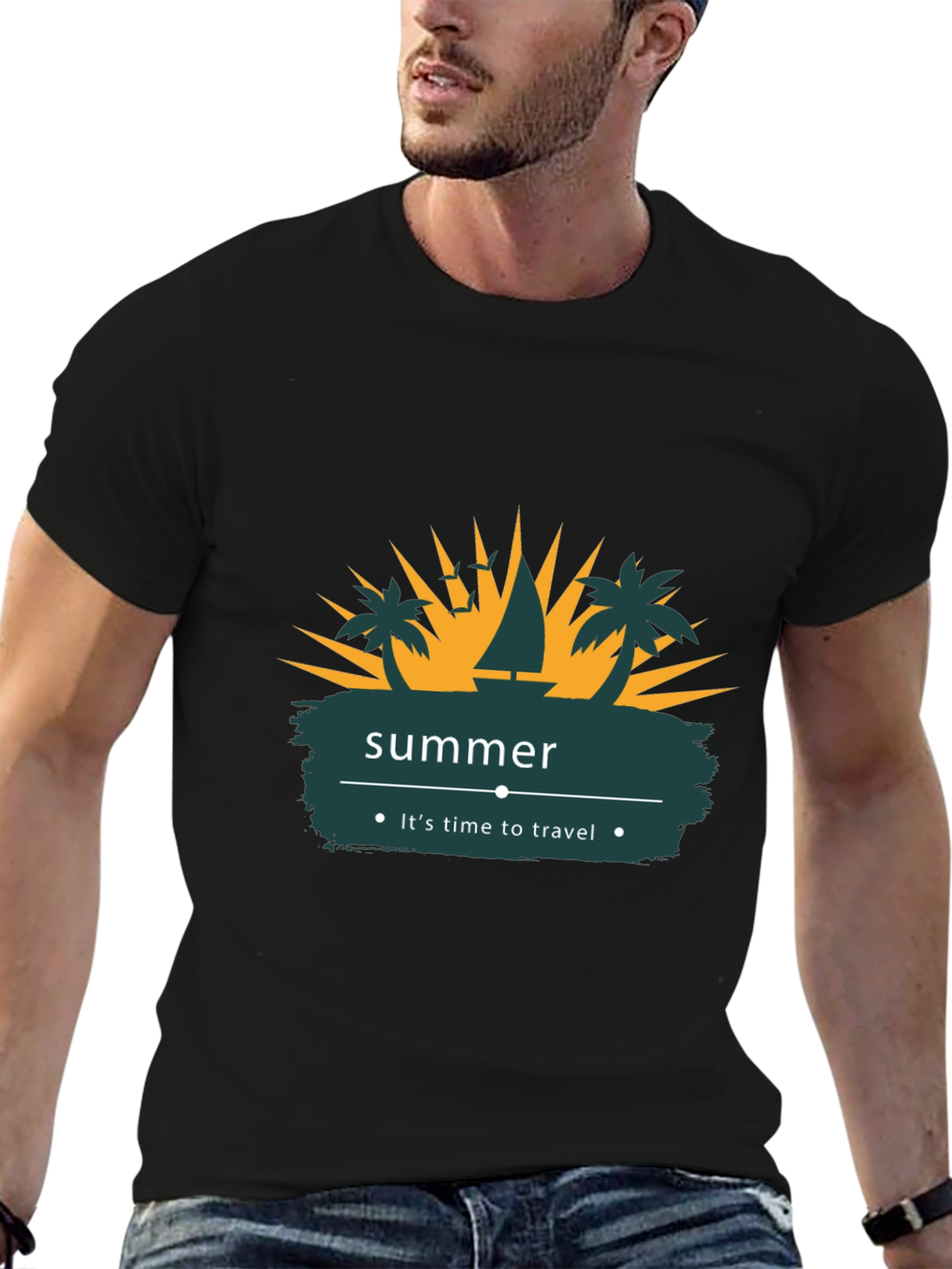 Summer Time Travel T-Shirt - Black