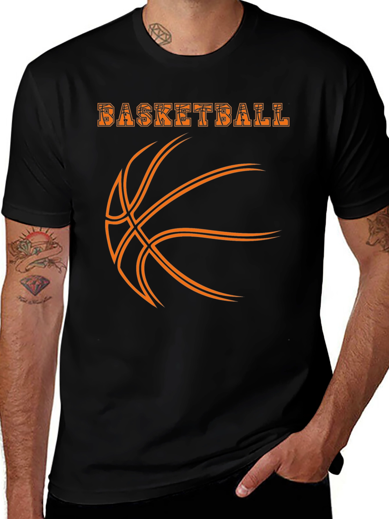 Basketball Graphic Print T-Shirt - Black