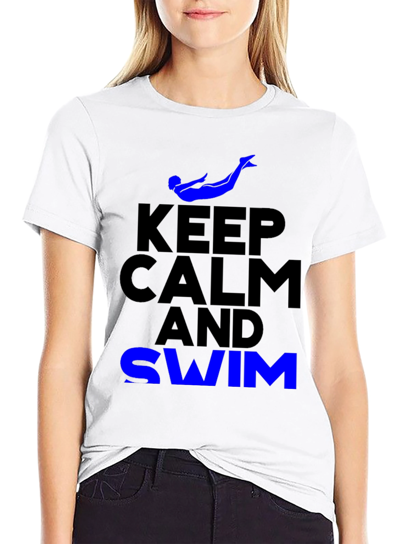 Keep Calm and Swim Black T-Shirt