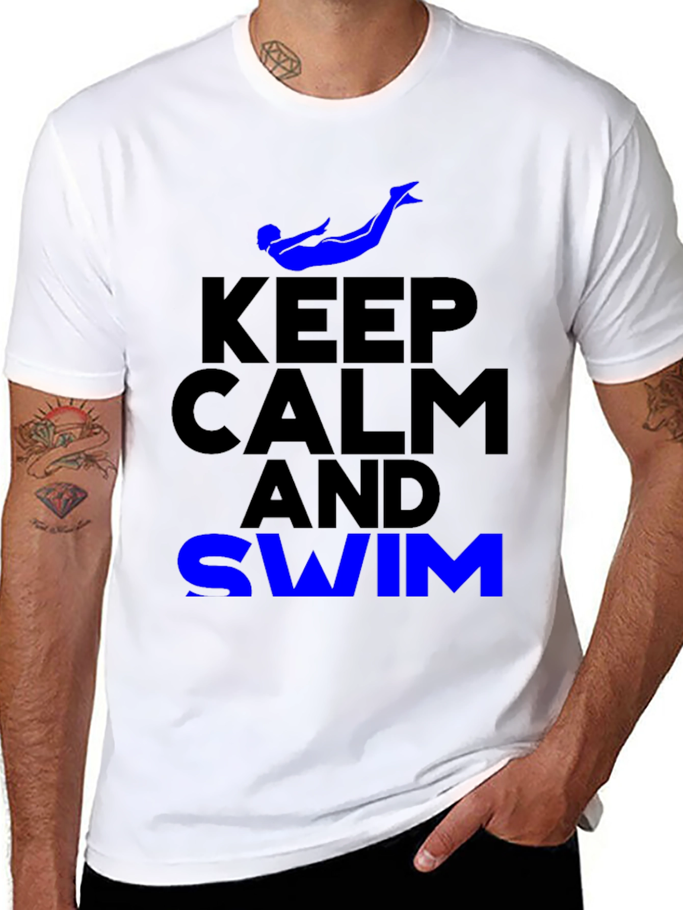 Keep Calm and Swim Black T-Shirt