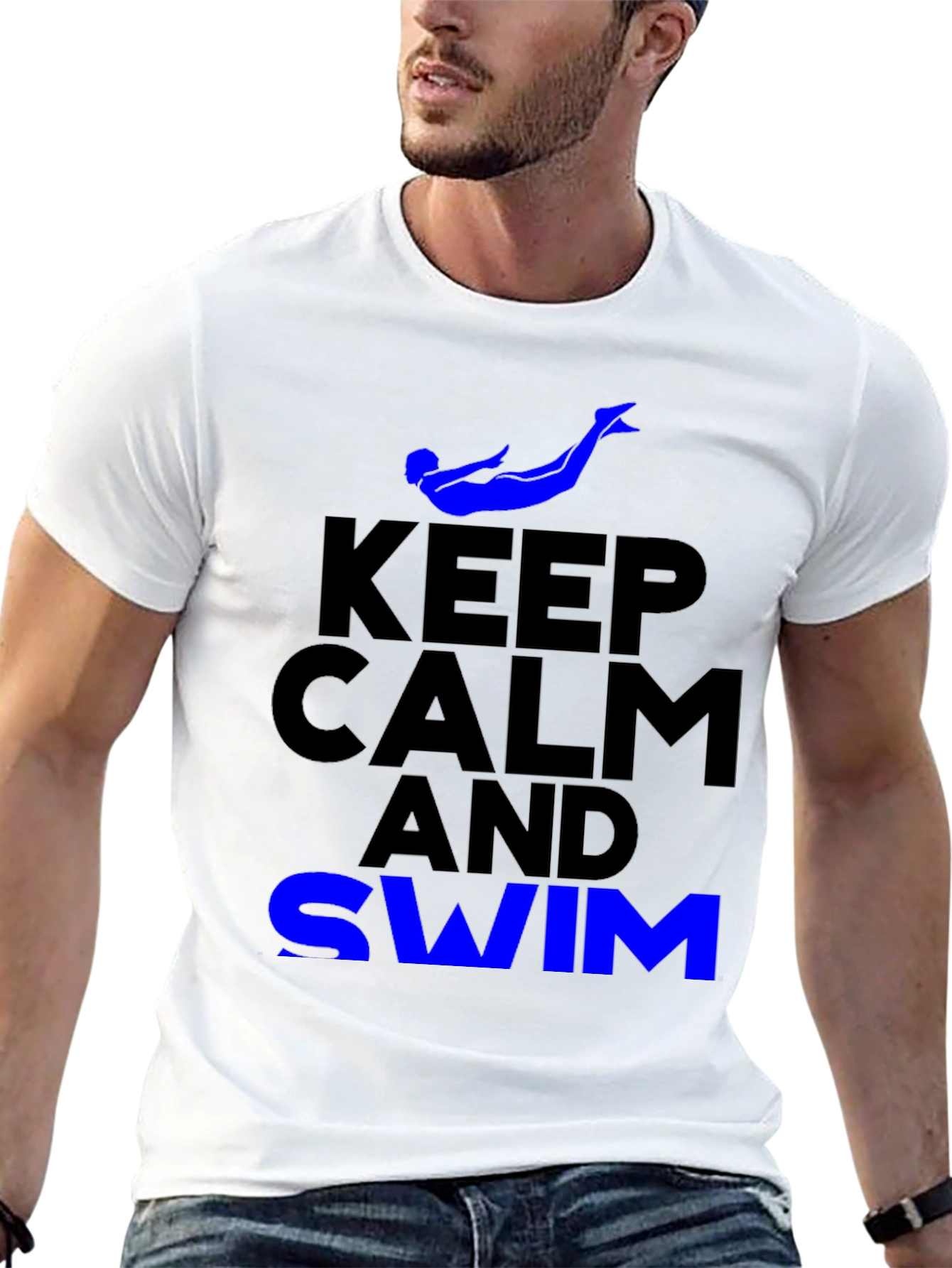 Keep Calm and Swim Black T-Shirt