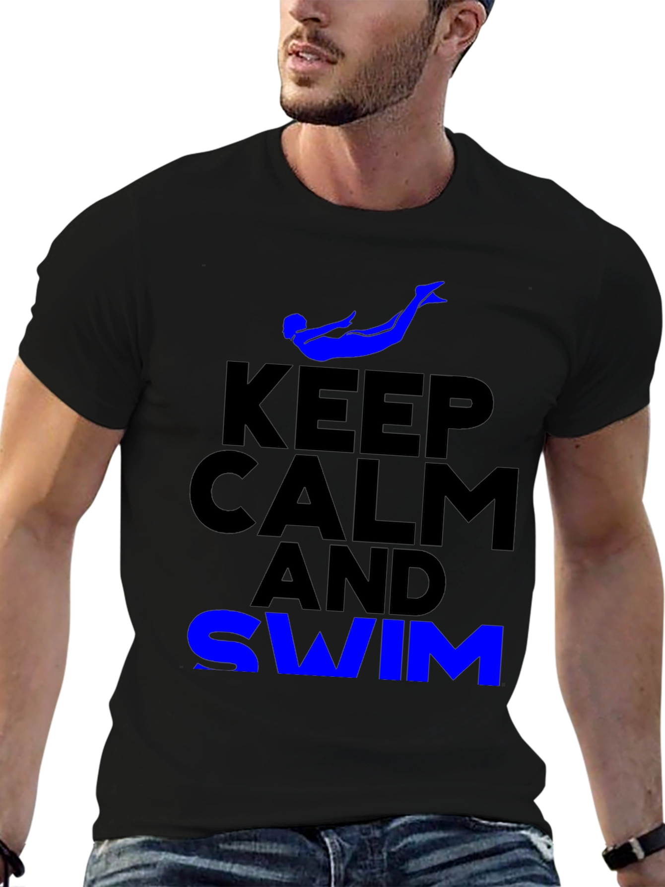 Keep Calm and Swim Black T-Shirt