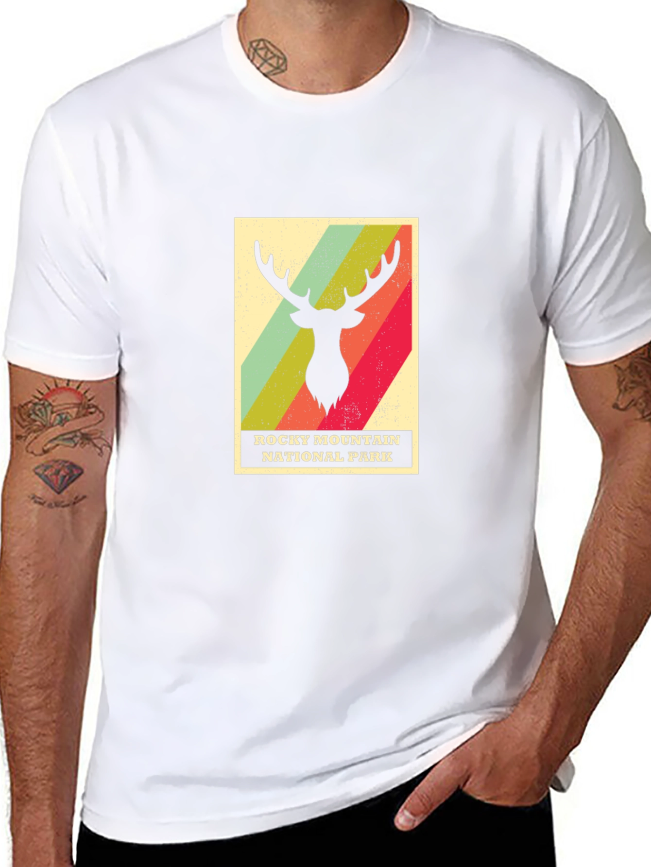 Rocky Mountain National Park T-Shirt - Retro Deer Design