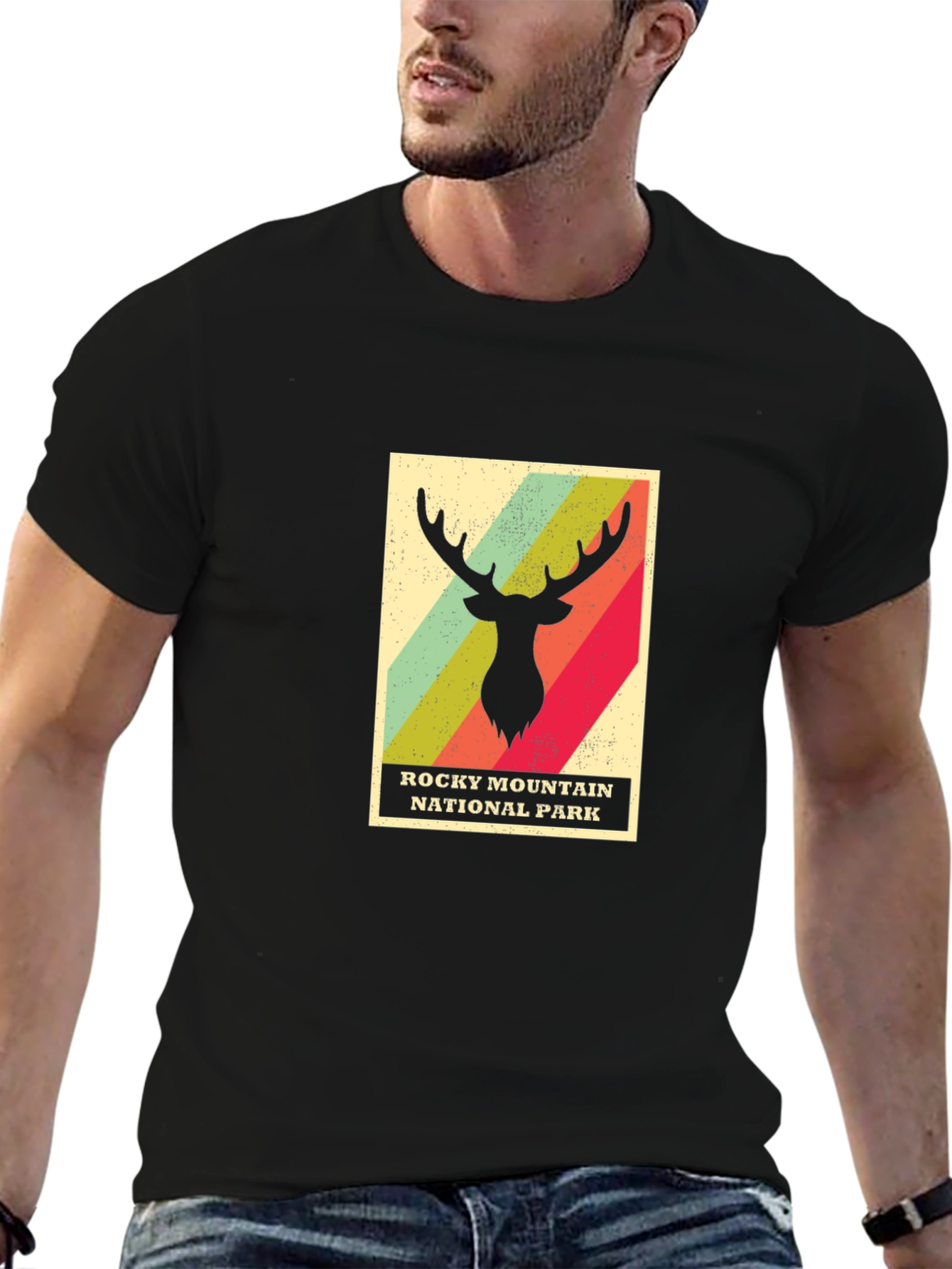 Rocky Mountain National Park T-Shirt - Retro Deer Design
