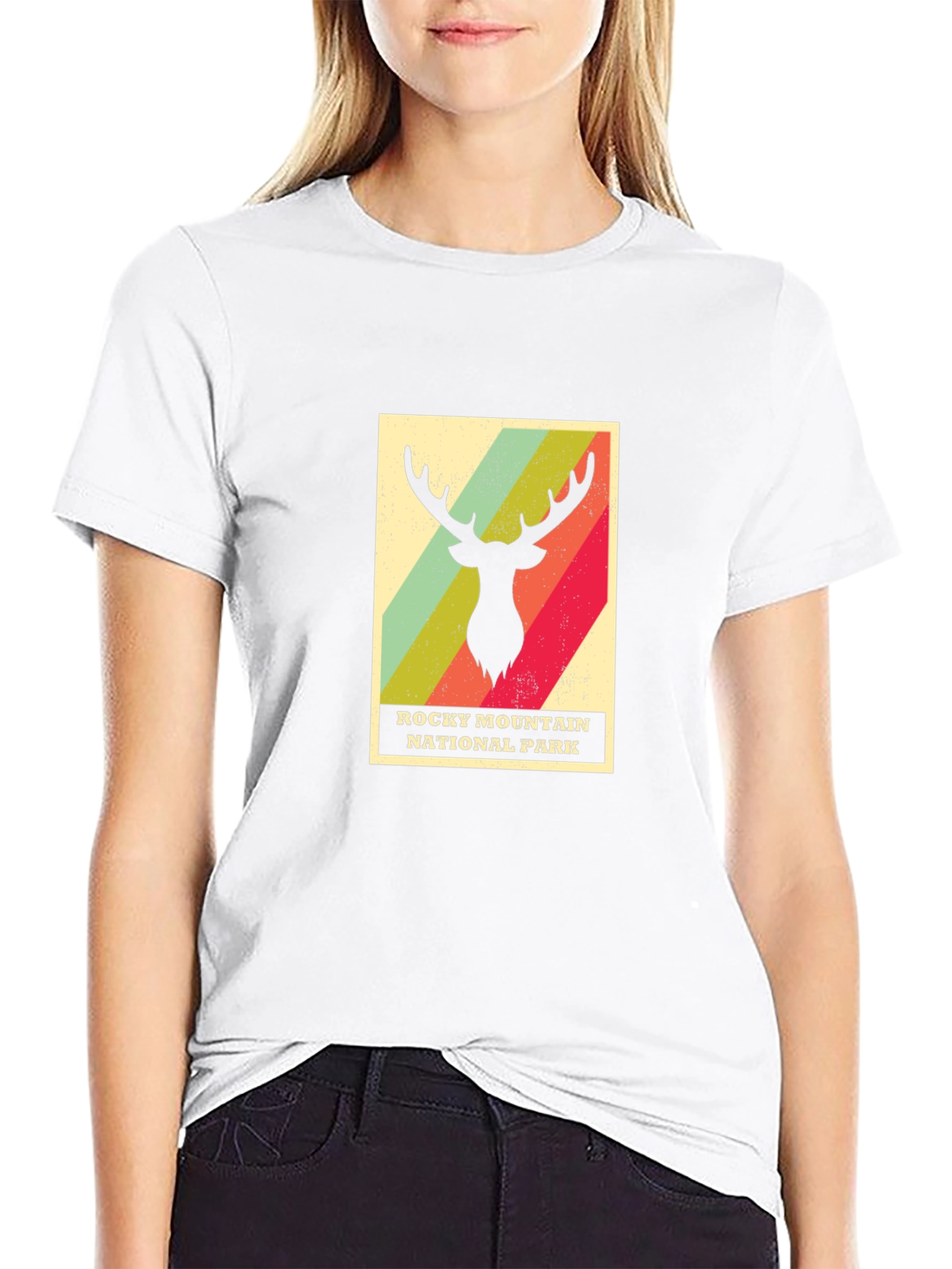 Rocky Mountain National Park T-Shirt - Retro Deer Design
