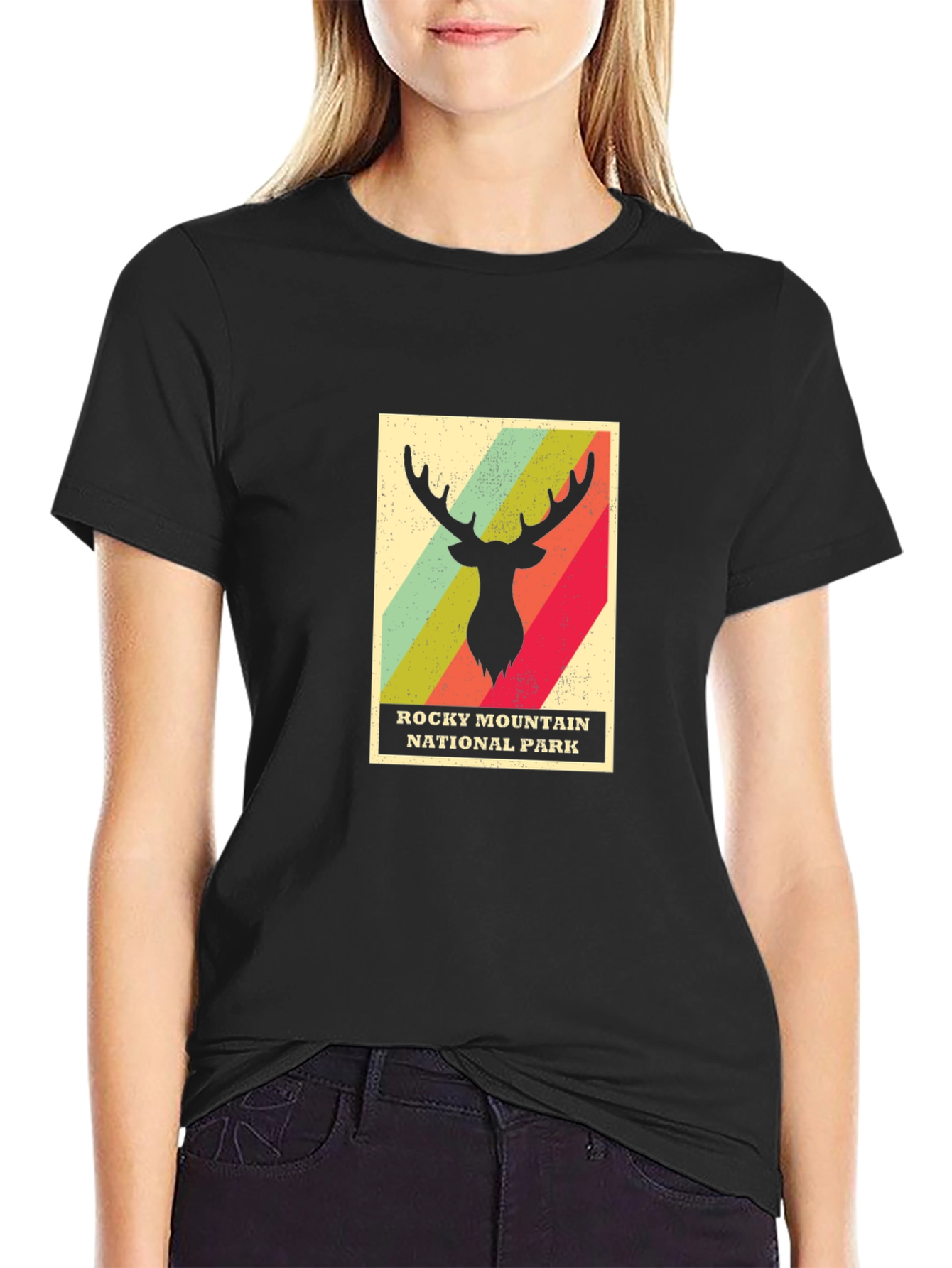 Rocky Mountain National Park T-Shirt - Retro Deer Design