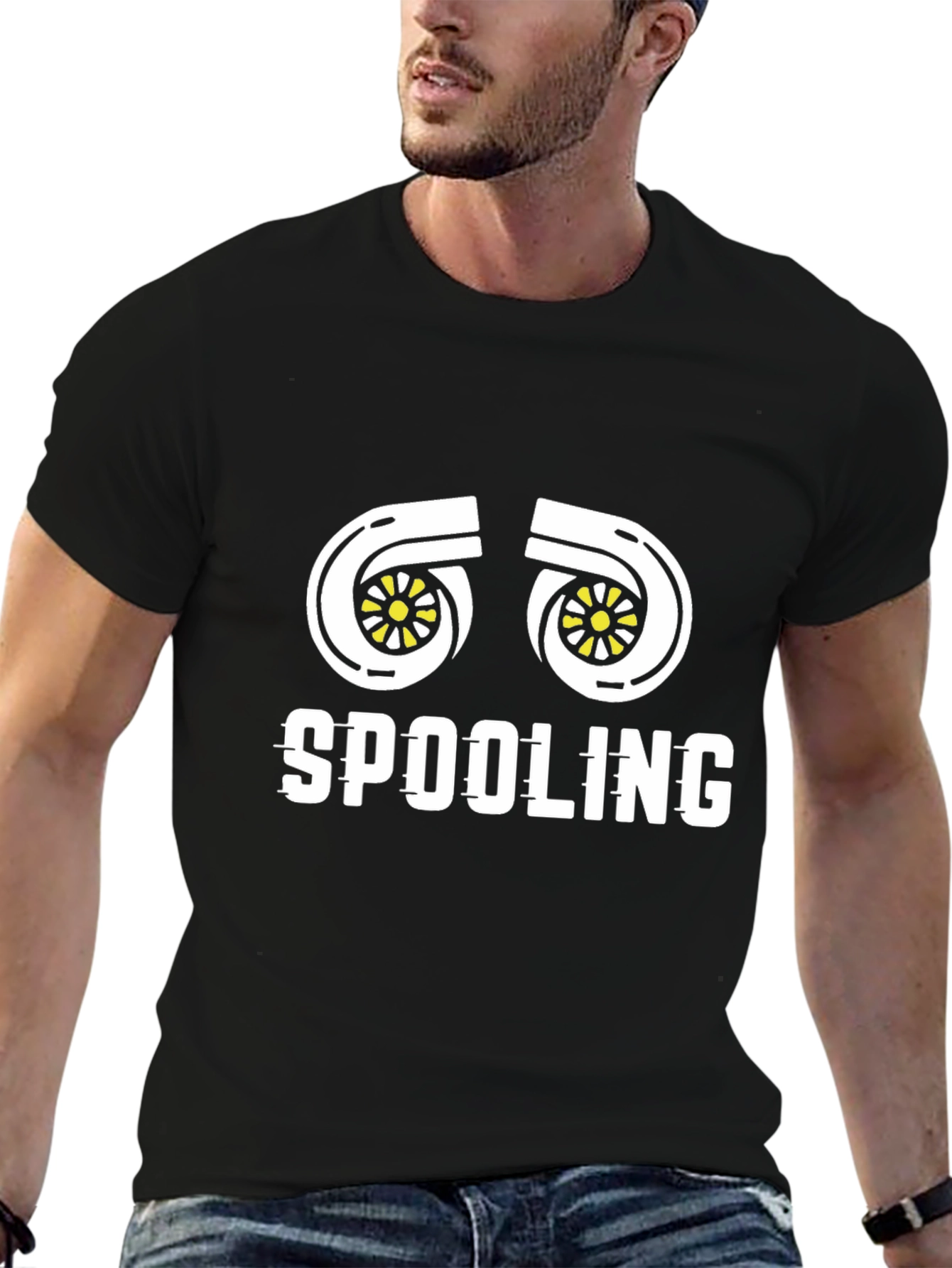 Spooling Turbo T-Shirt - Black Cotton Tee