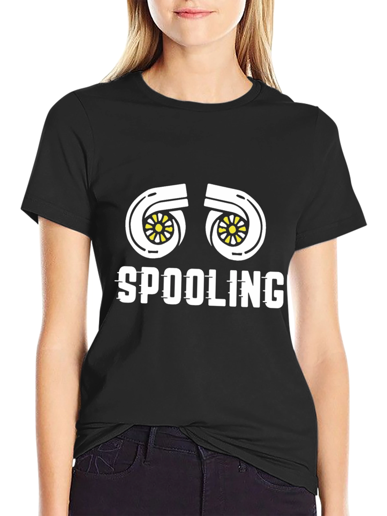 Spooling Turbo T-Shirt - Black Cotton Tee