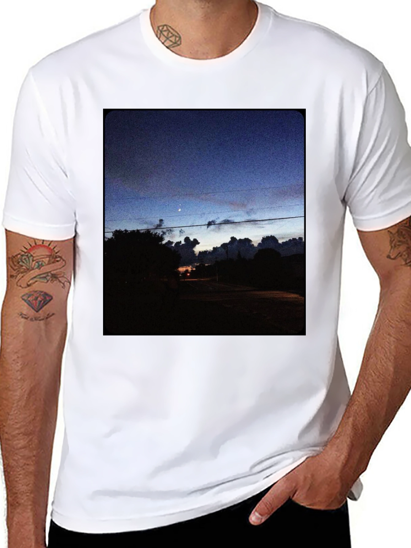 Night Sky Landscape Graphic Tee