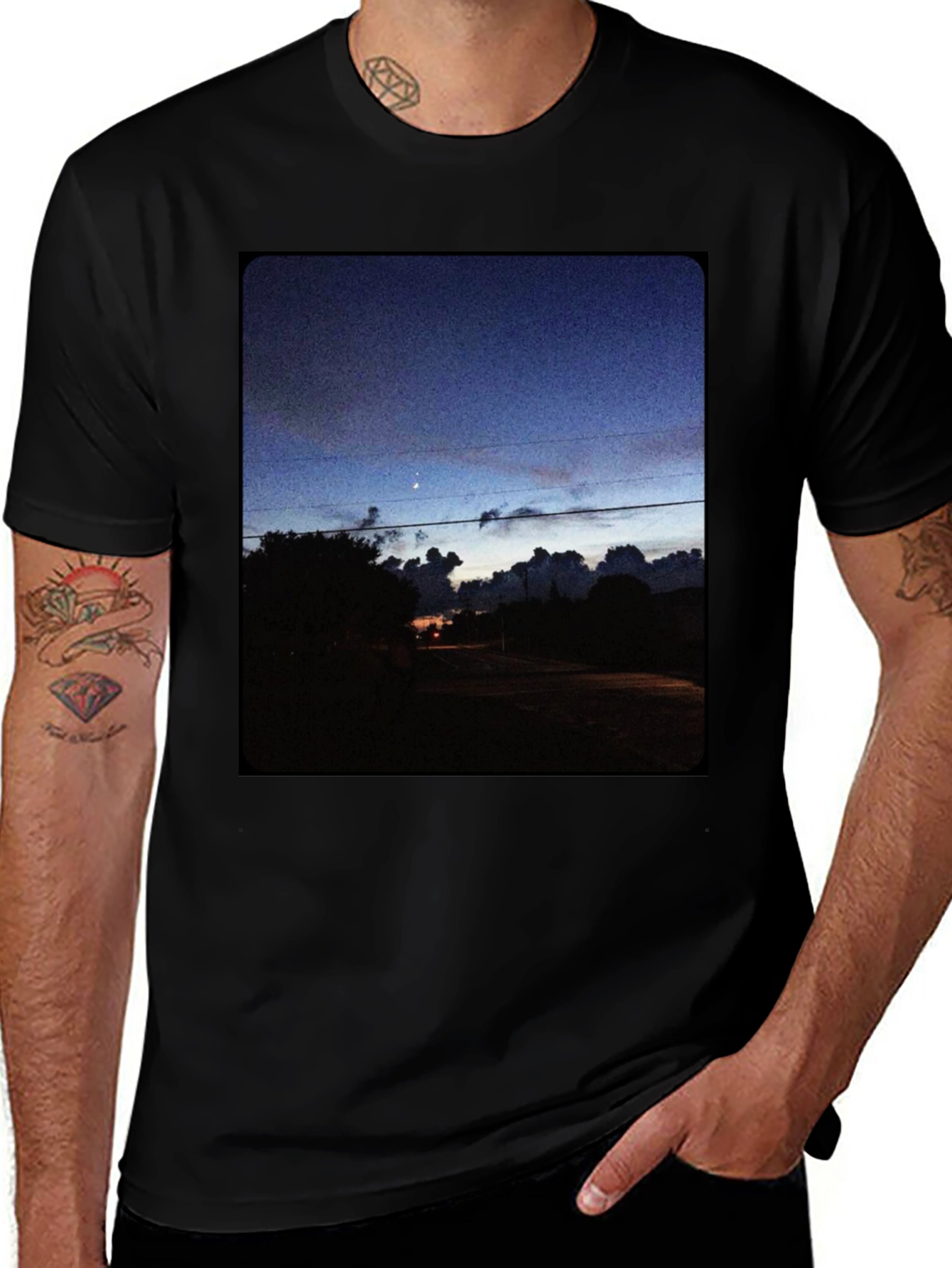 Night Sky Landscape Graphic Tee