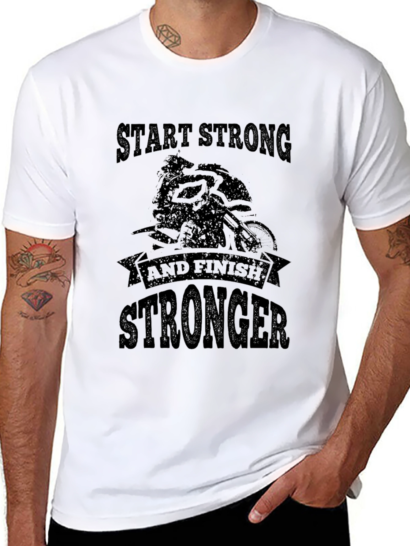 Start Strong Finish Stronger Black T-Shirt