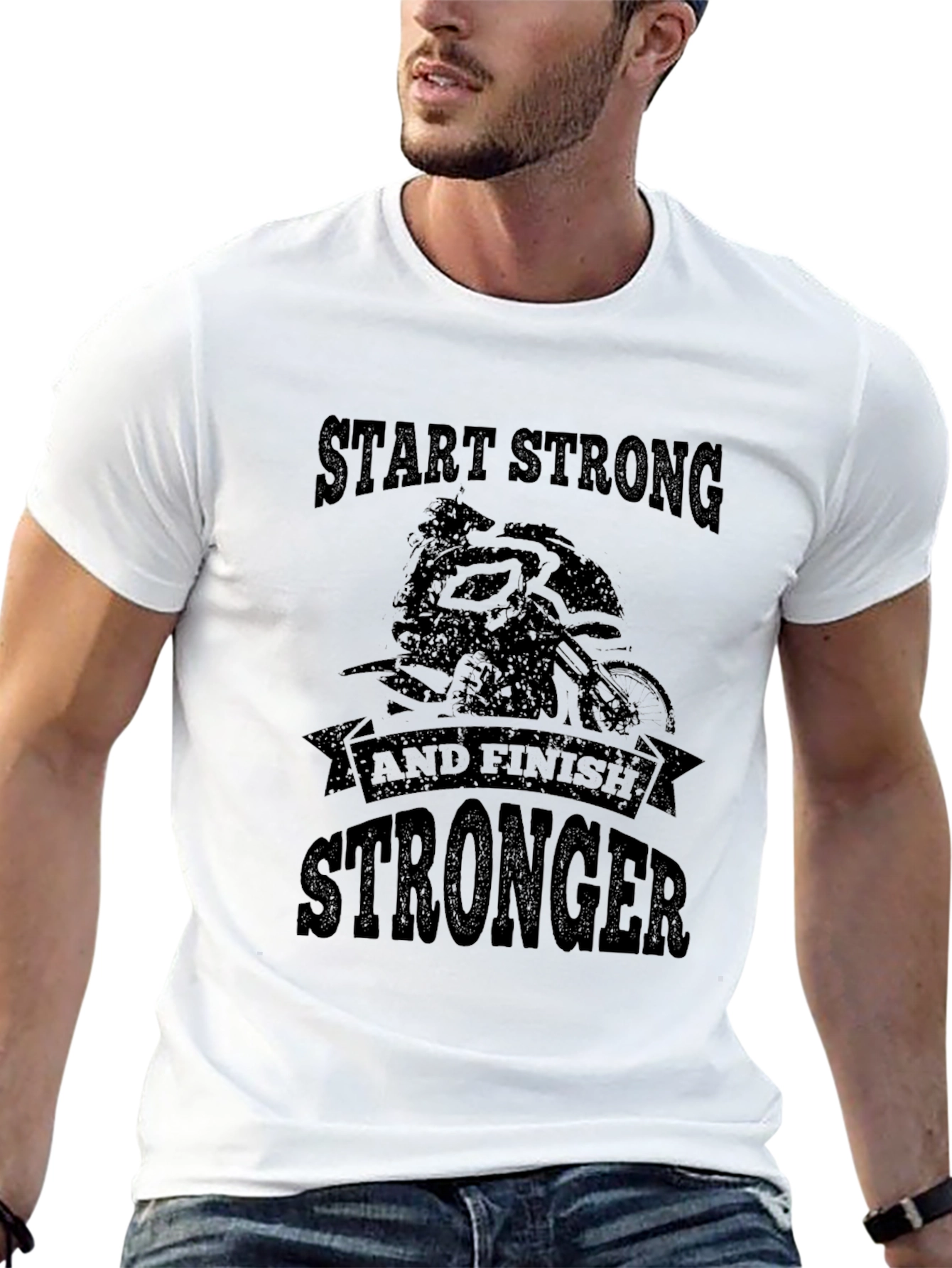 Start Strong Finish Stronger Black T-Shirt