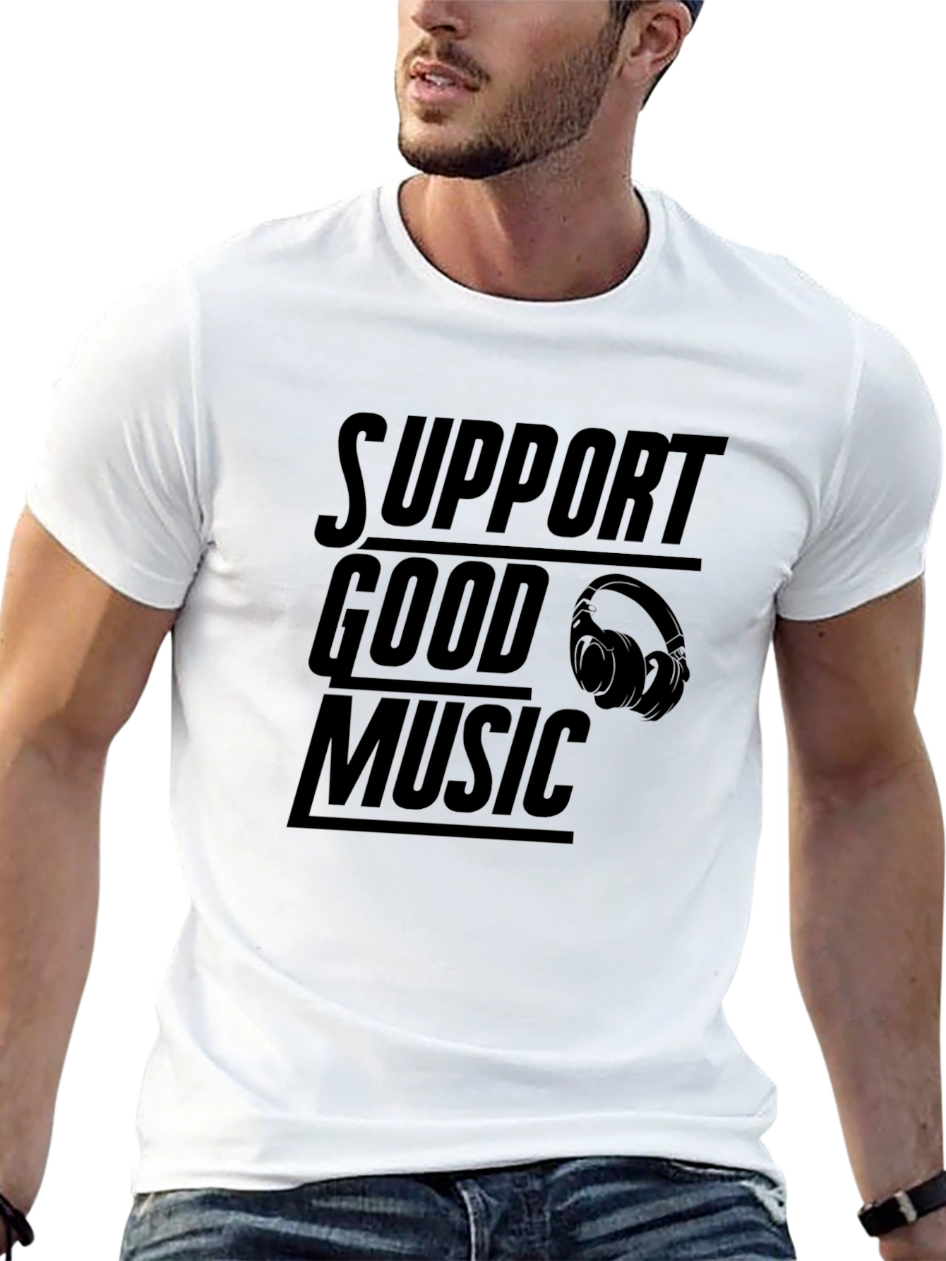 Support Good Music Black Graphic T-Shirt