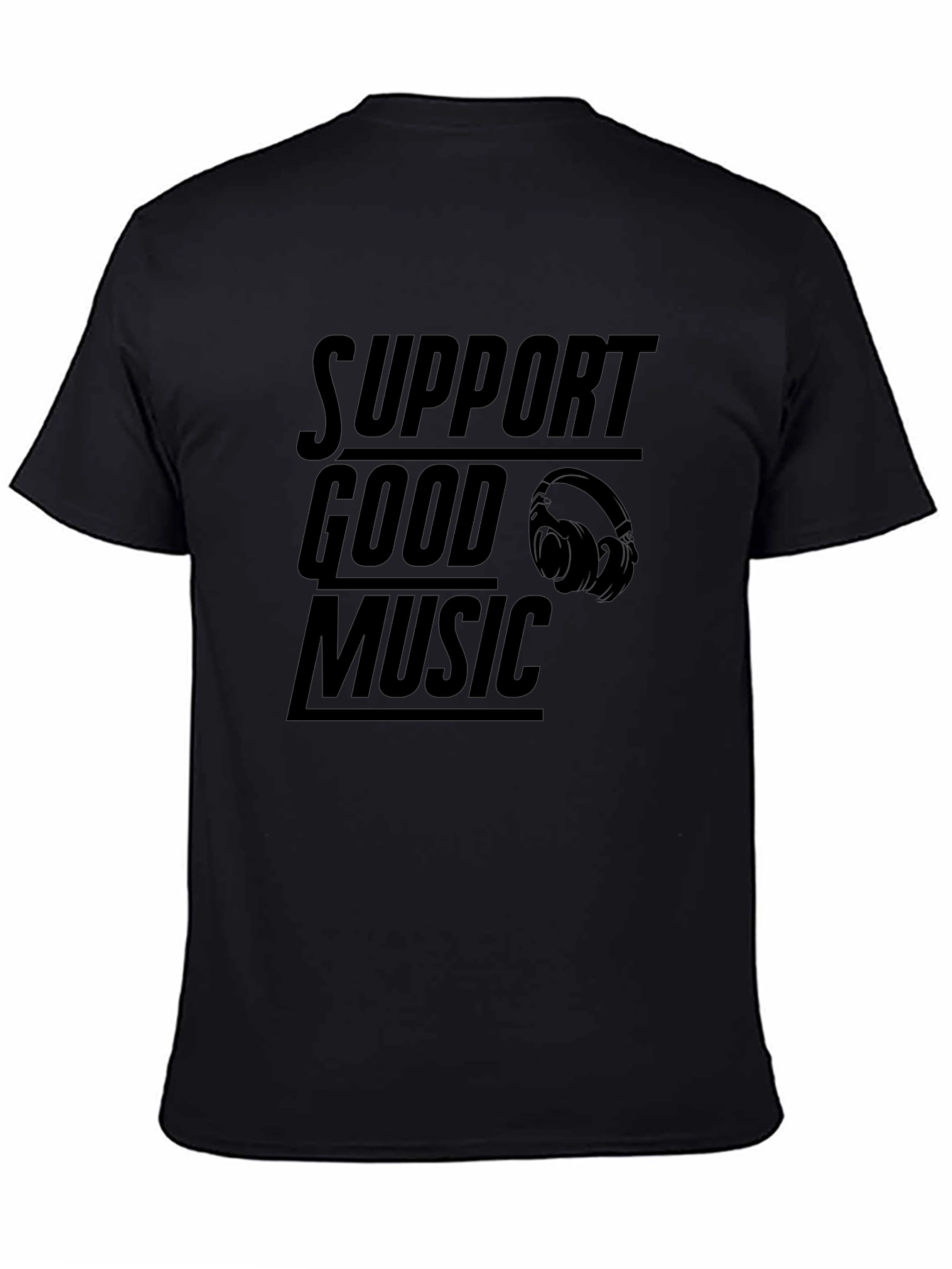Support Good Music Black Graphic T-Shirt