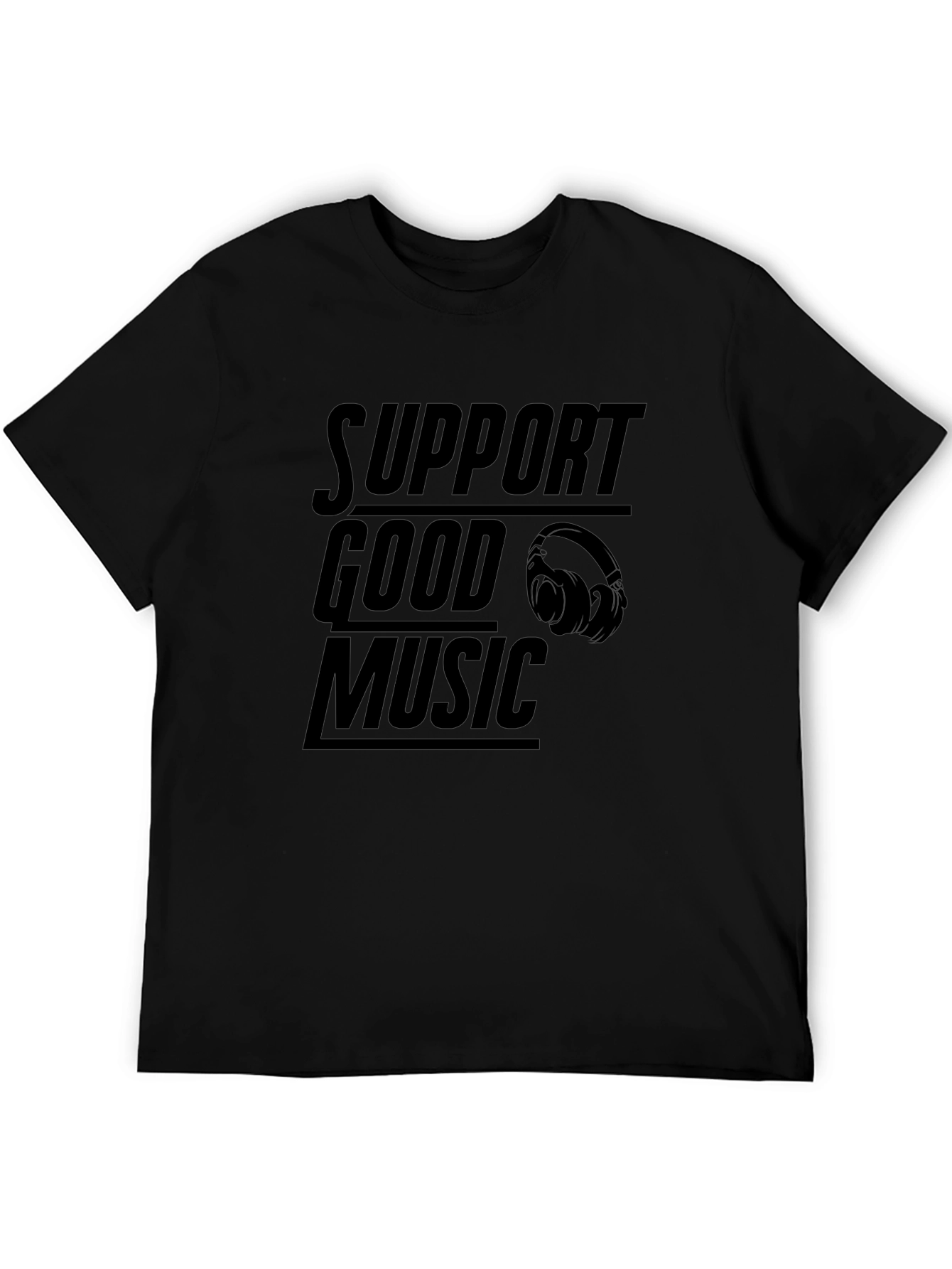 Support Good Music Black Graphic T-Shirt