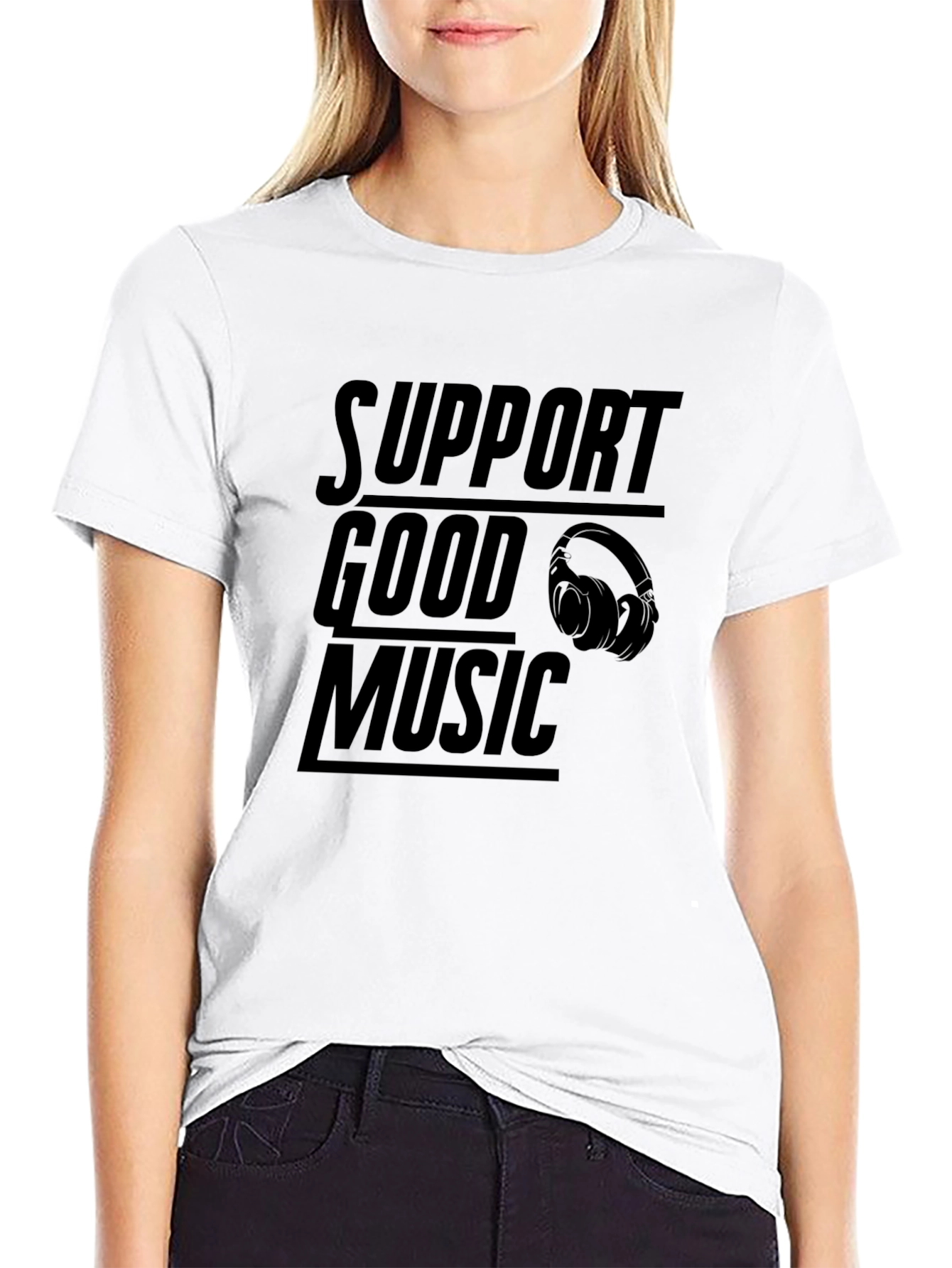 Support Good Music Black Graphic T-Shirt