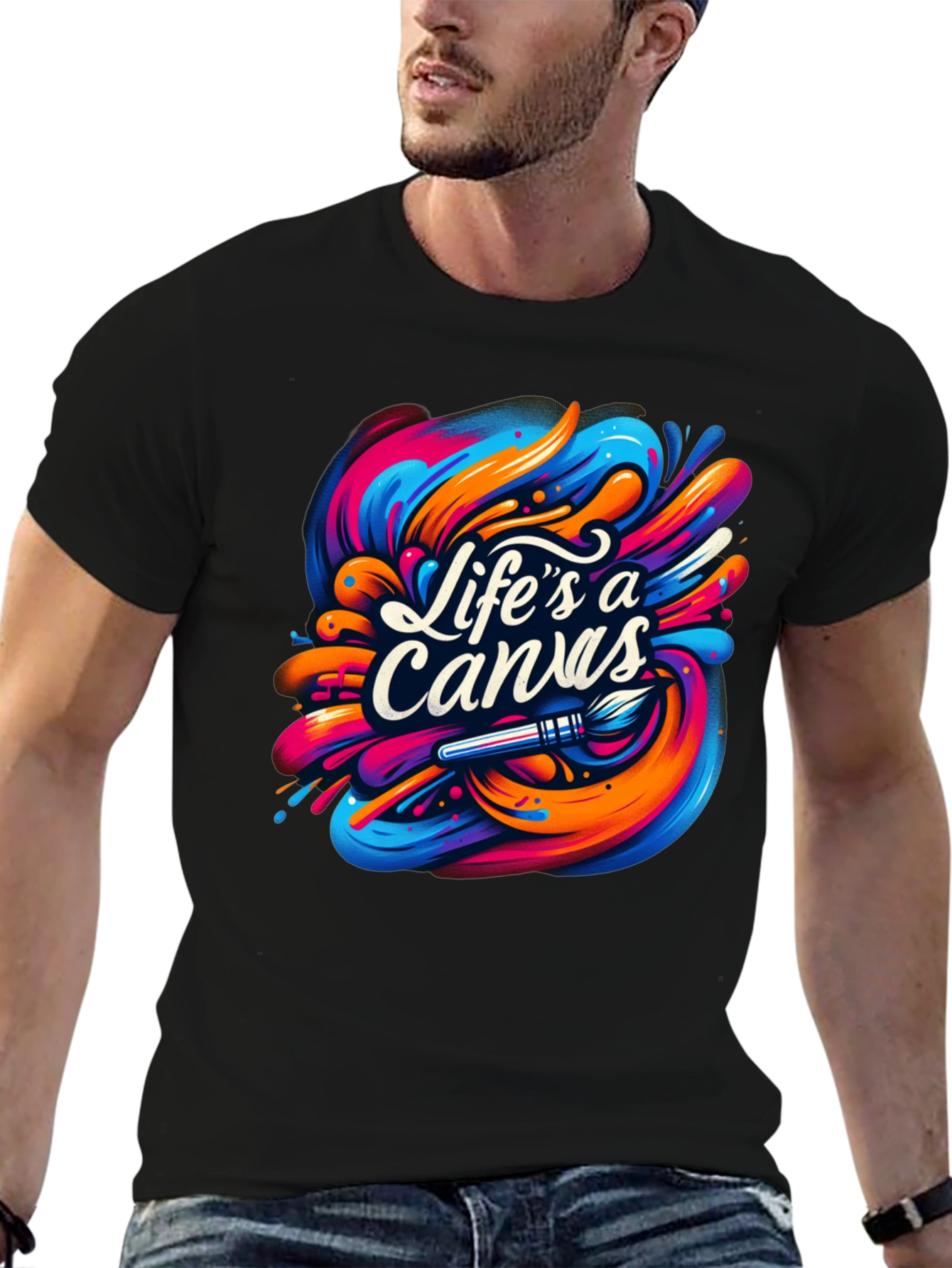 Lifes A Canvas Graphic Tee - Artistic Style