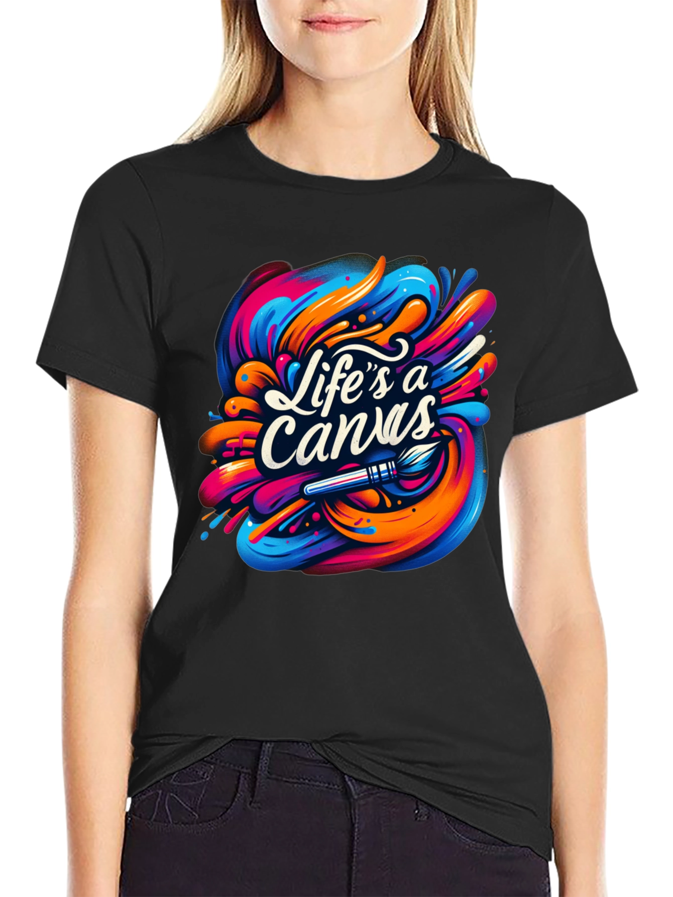 Lifes A Canvas Graphic Tee - Artistic Style