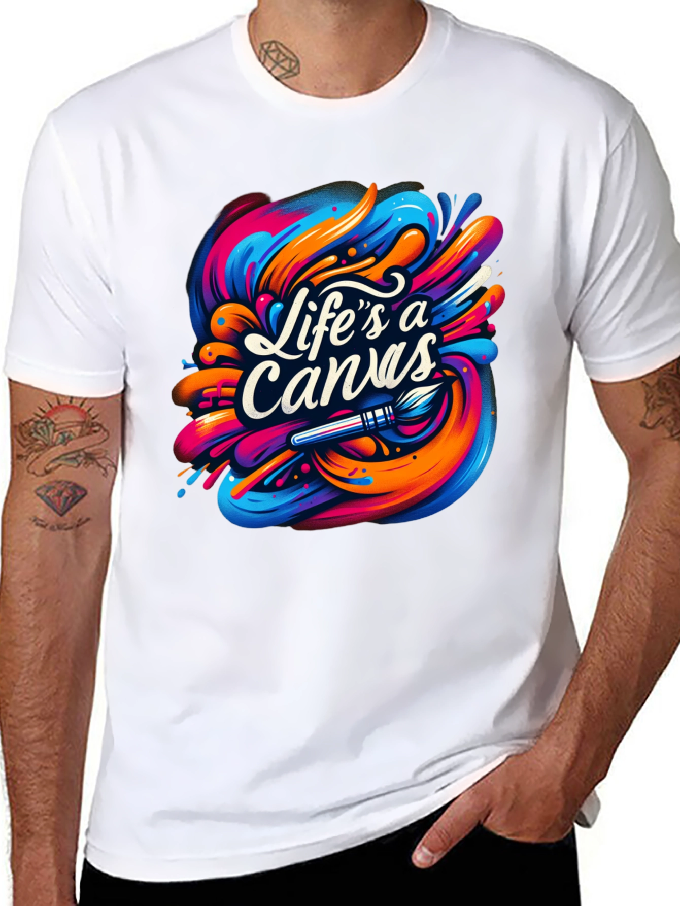 Lifes A Canvas Graphic Tee - Artistic Style