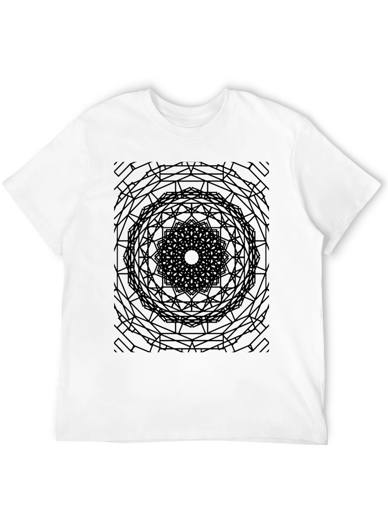Abstract Mandala Graphic Tee - Modern Geometric Design