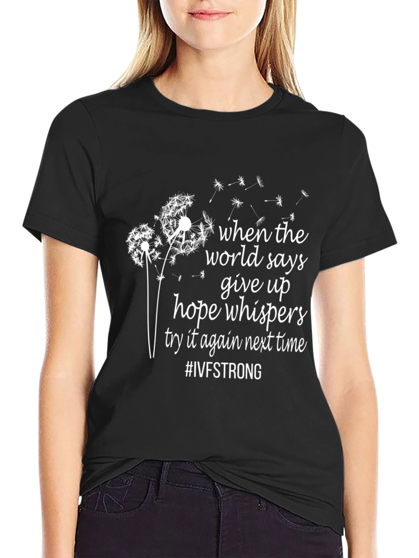 IVF Strong Dandelion Black T-Shirt