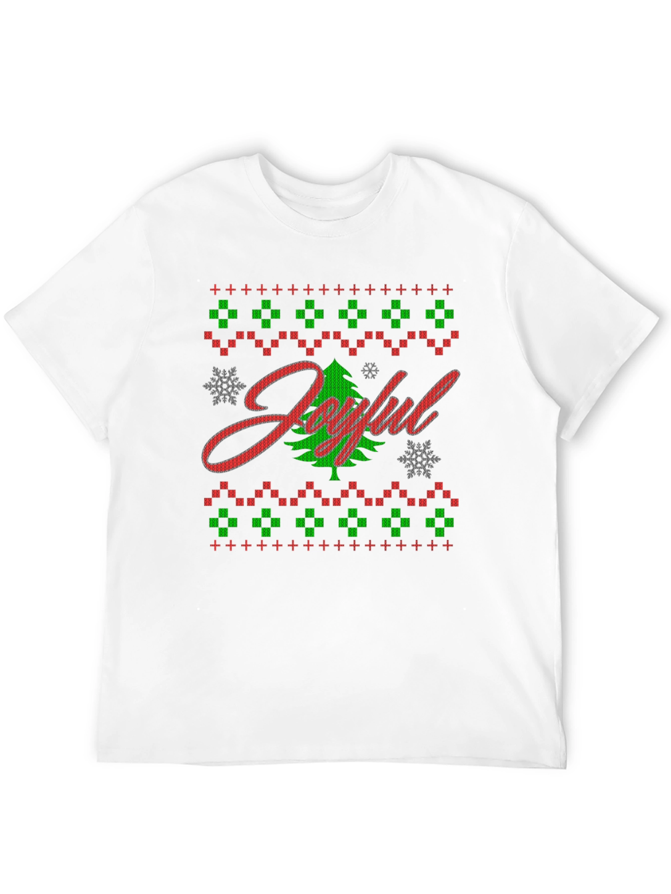 Joyful Christmas Tree Ugly Sweater Style Graphic Tee