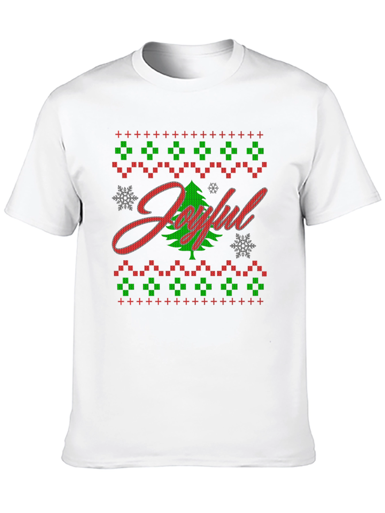 Joyful Christmas Tree Ugly Sweater Style Graphic Tee