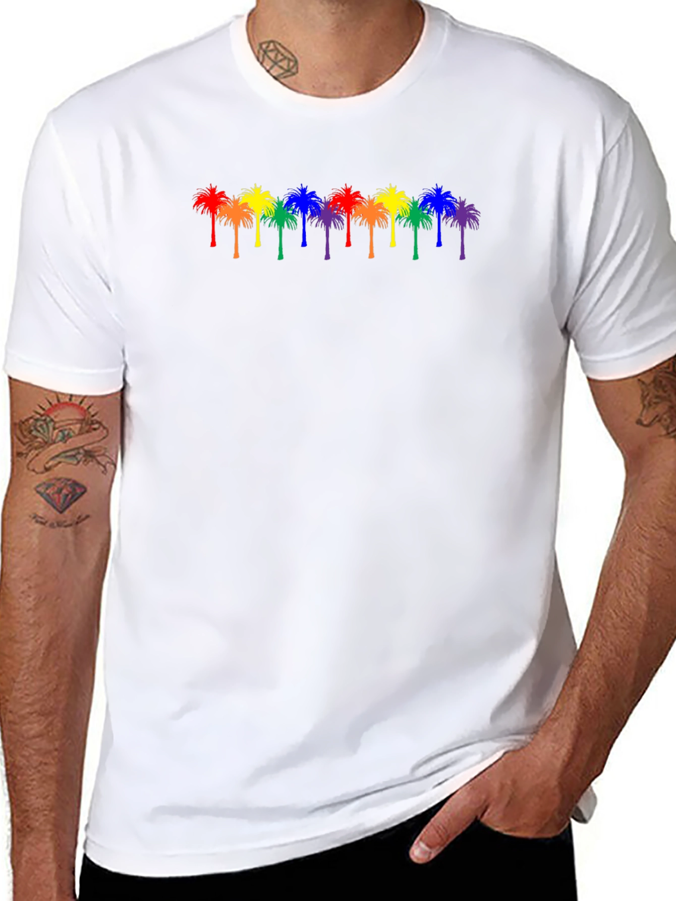 Rainbow Palm Tree Graphic T-Shirt