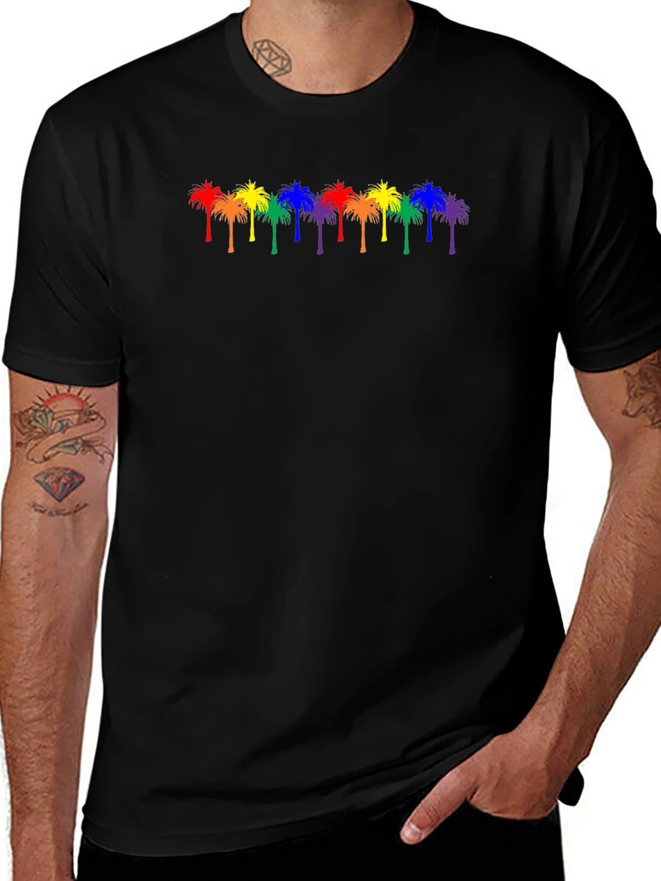Rainbow Palm Tree Graphic T-Shirt
