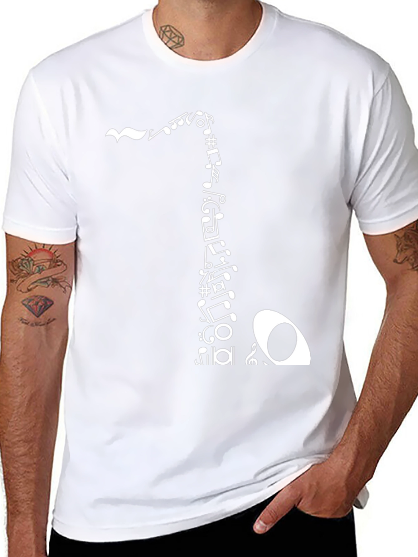 Musical Notes Saxophone Graphic Tee - Black
