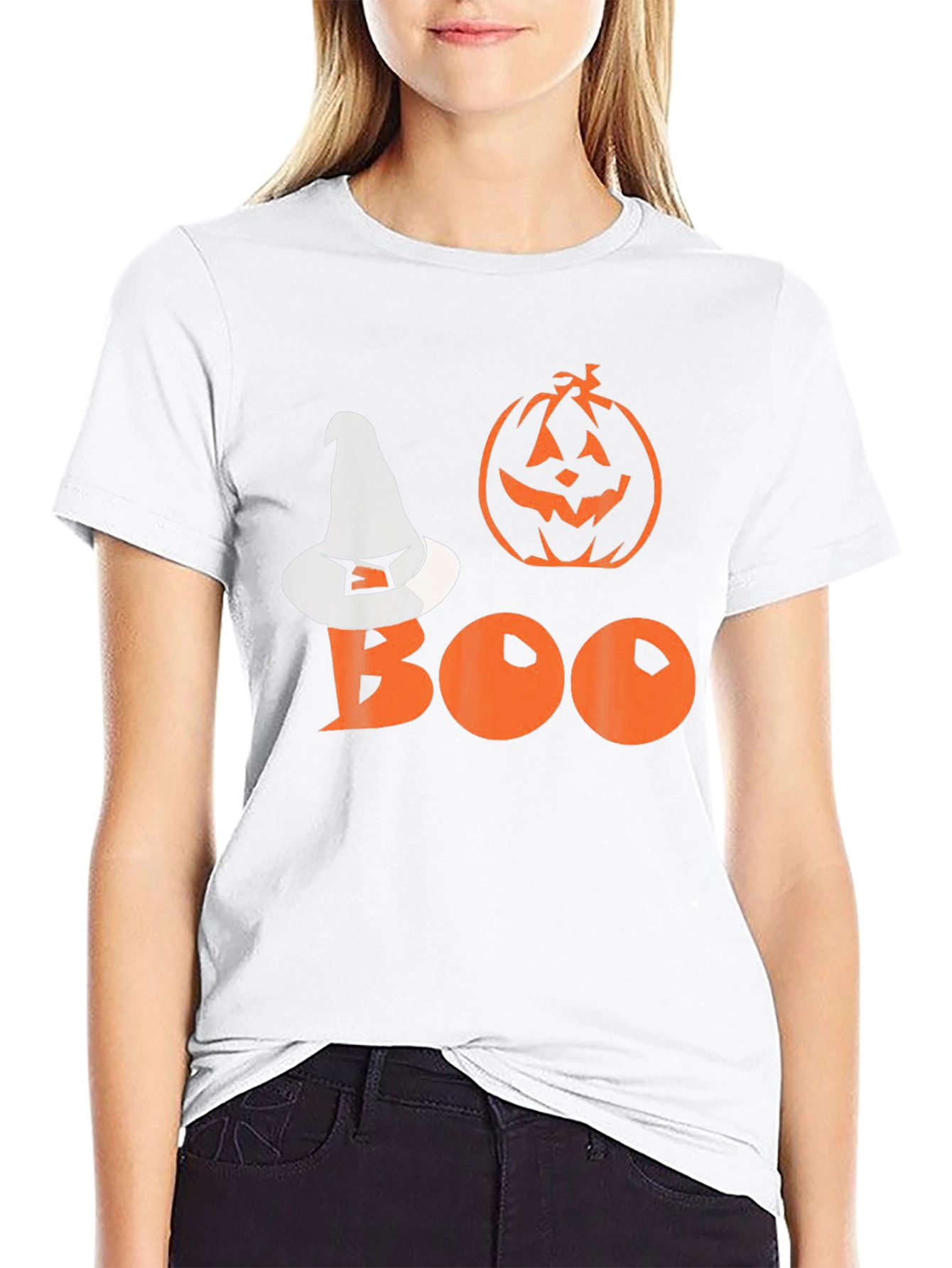 Halloween Boo T-Shirt - Witch Hat Pumpkin Tee