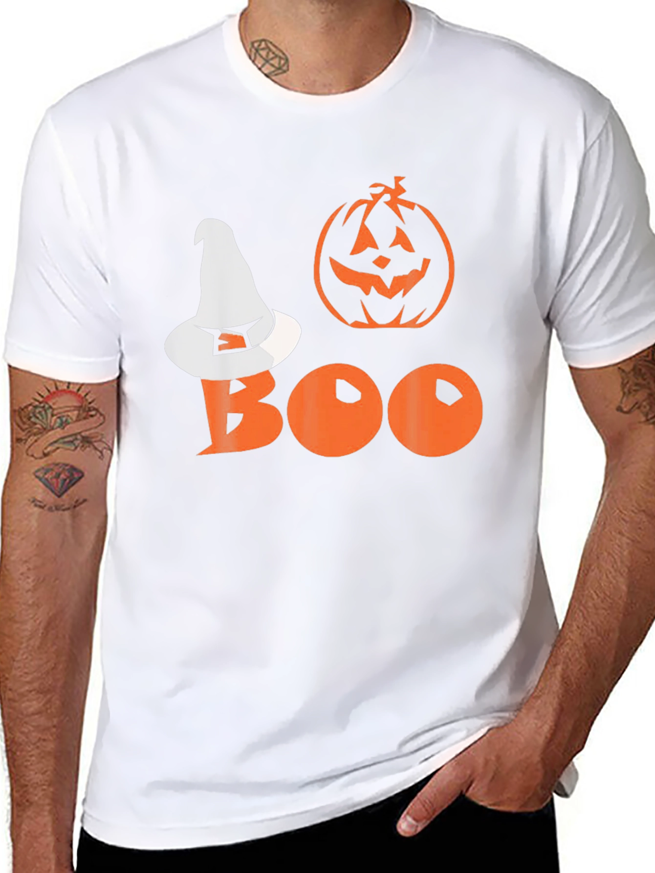 Halloween Boo T-Shirt - Witch Hat Pumpkin Tee