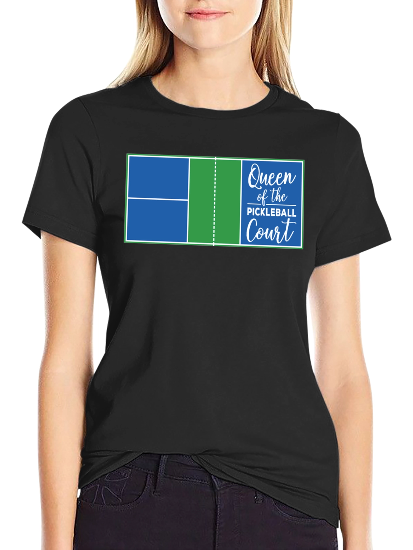Queen of the Pickleball Court Graphic T-Shirt