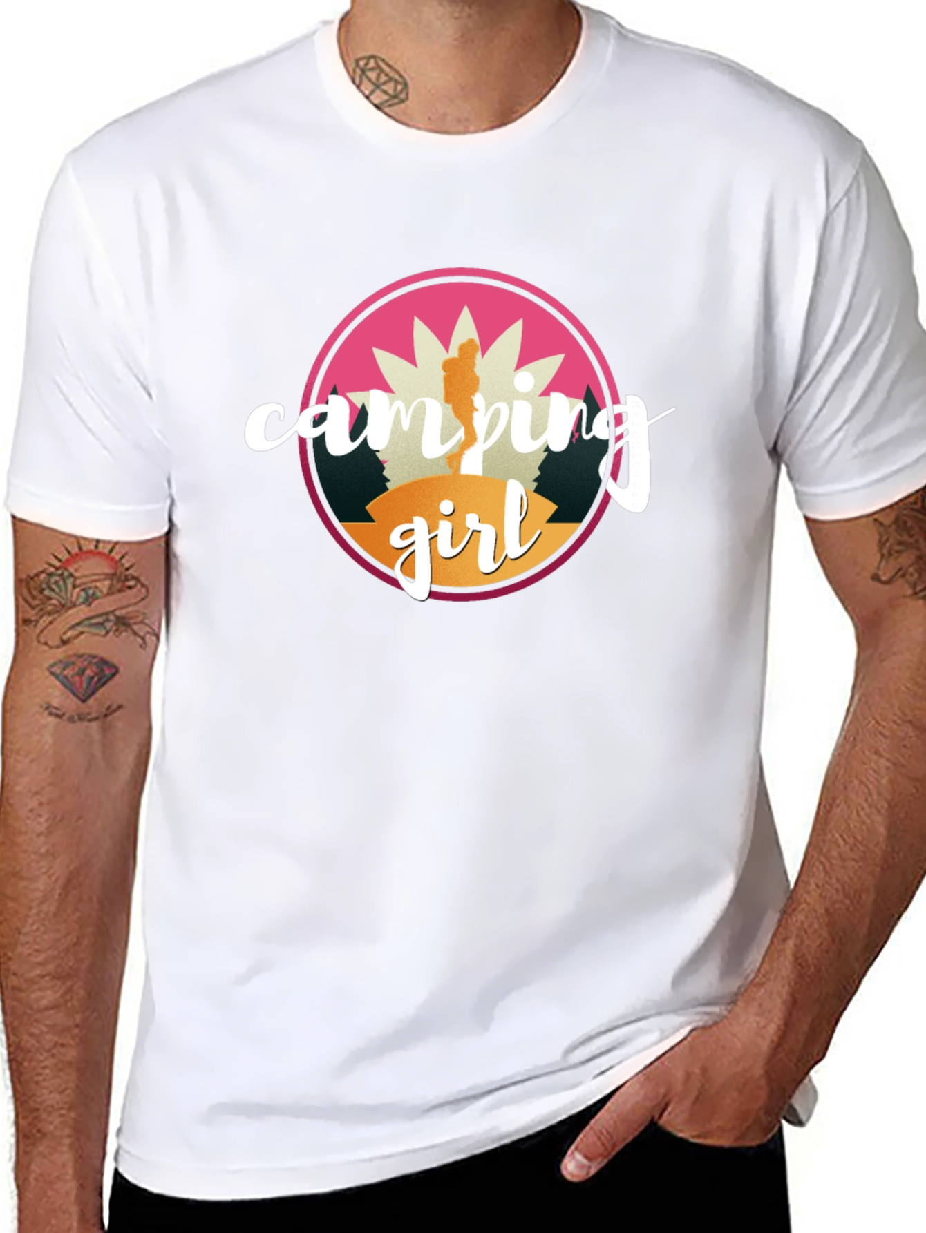 Camping Girl Graphic Tee - Black