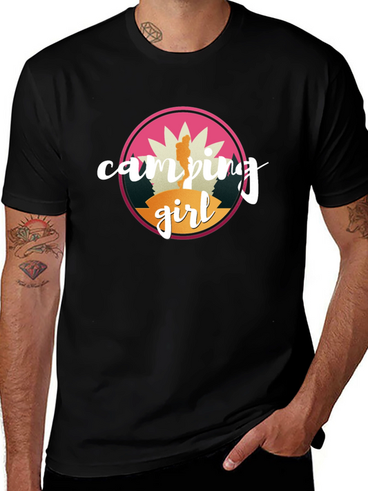 Camping Girl Graphic Tee - Black