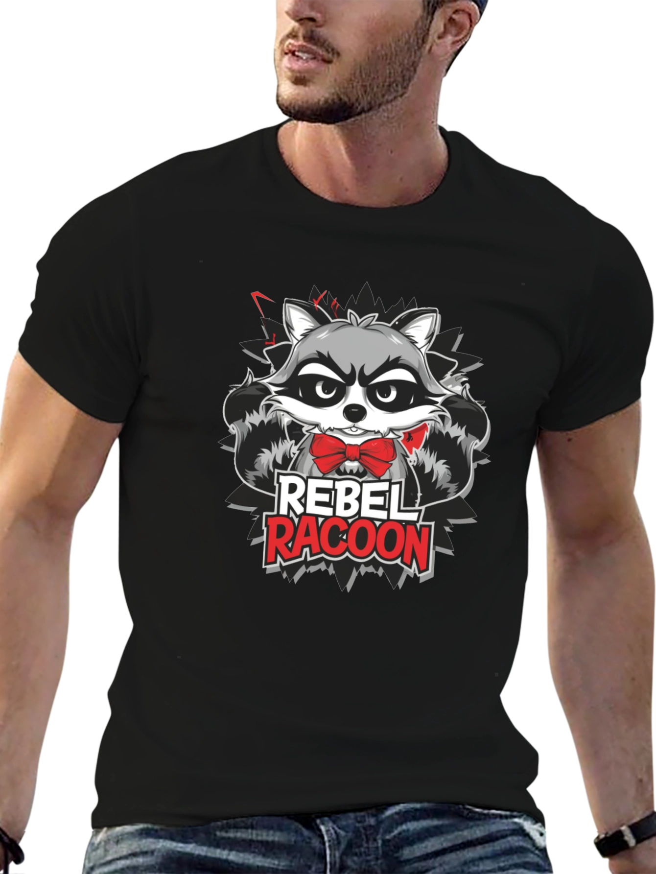 Rebel Racoon Graphic Tee - Black T-Shirt