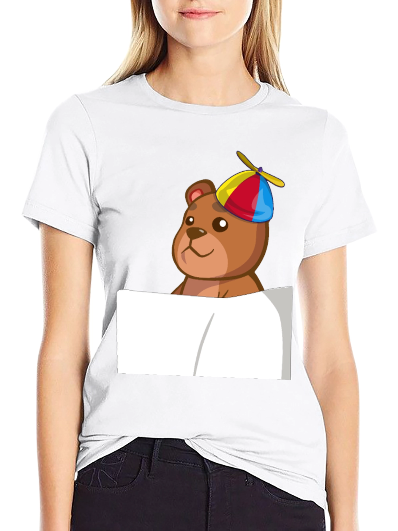 Novelty Bear in Propeller Hat T-Shirt