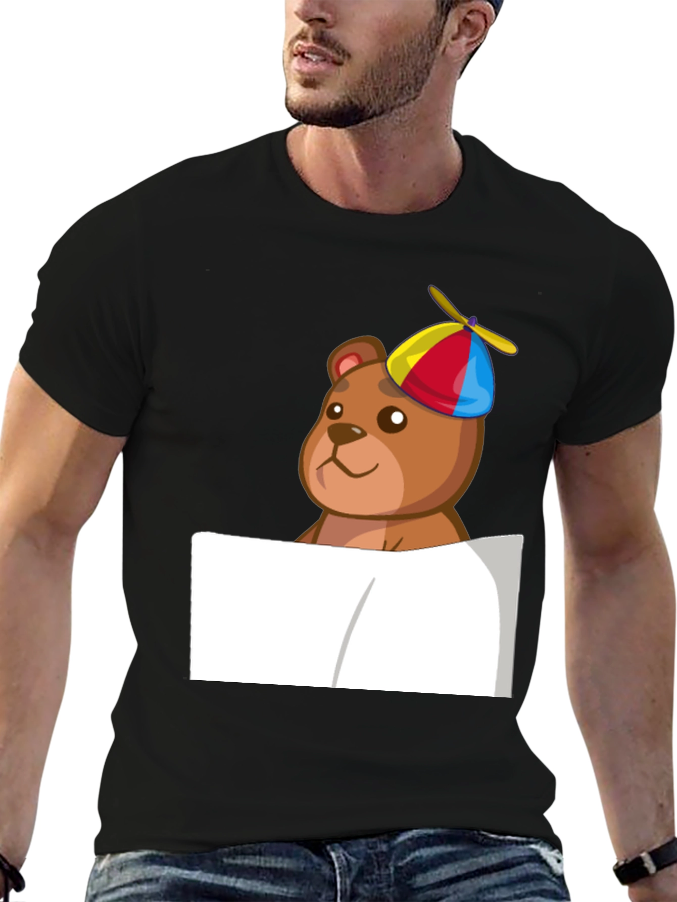 Novelty Bear in Propeller Hat T-Shirt