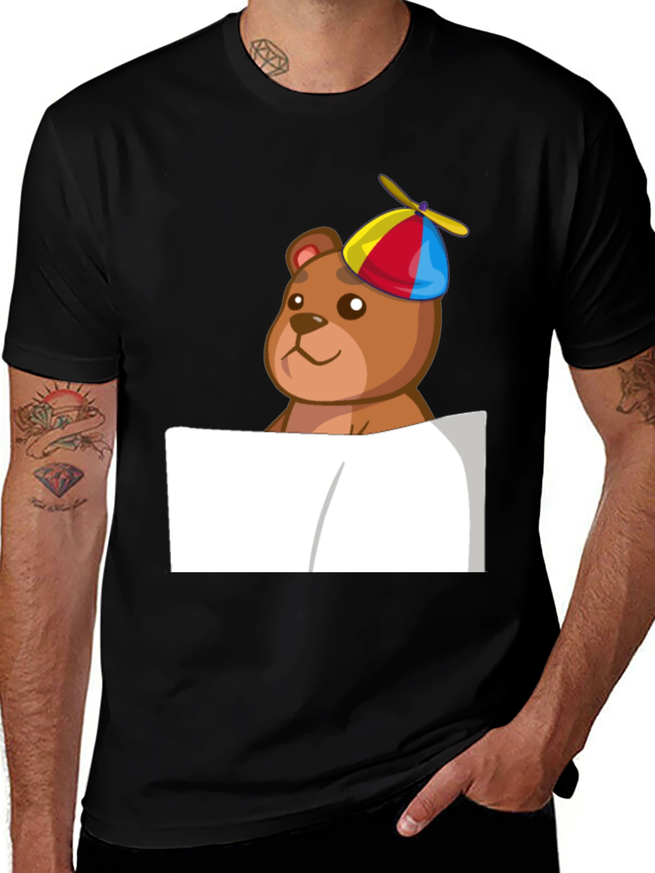 Novelty Bear in Propeller Hat T-Shirt